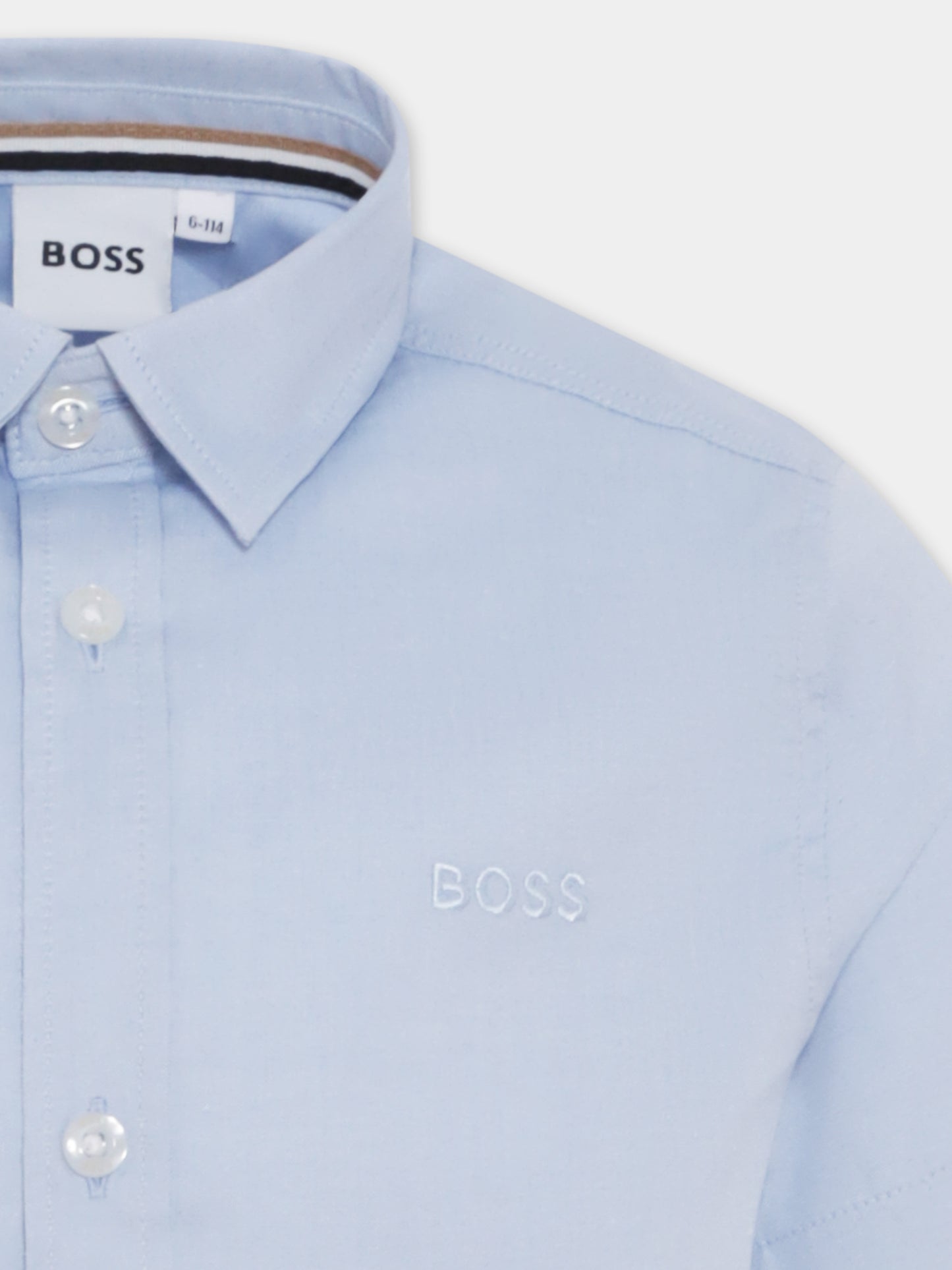 Camicia celeste per bambino con logo,Boss,J50696 77D