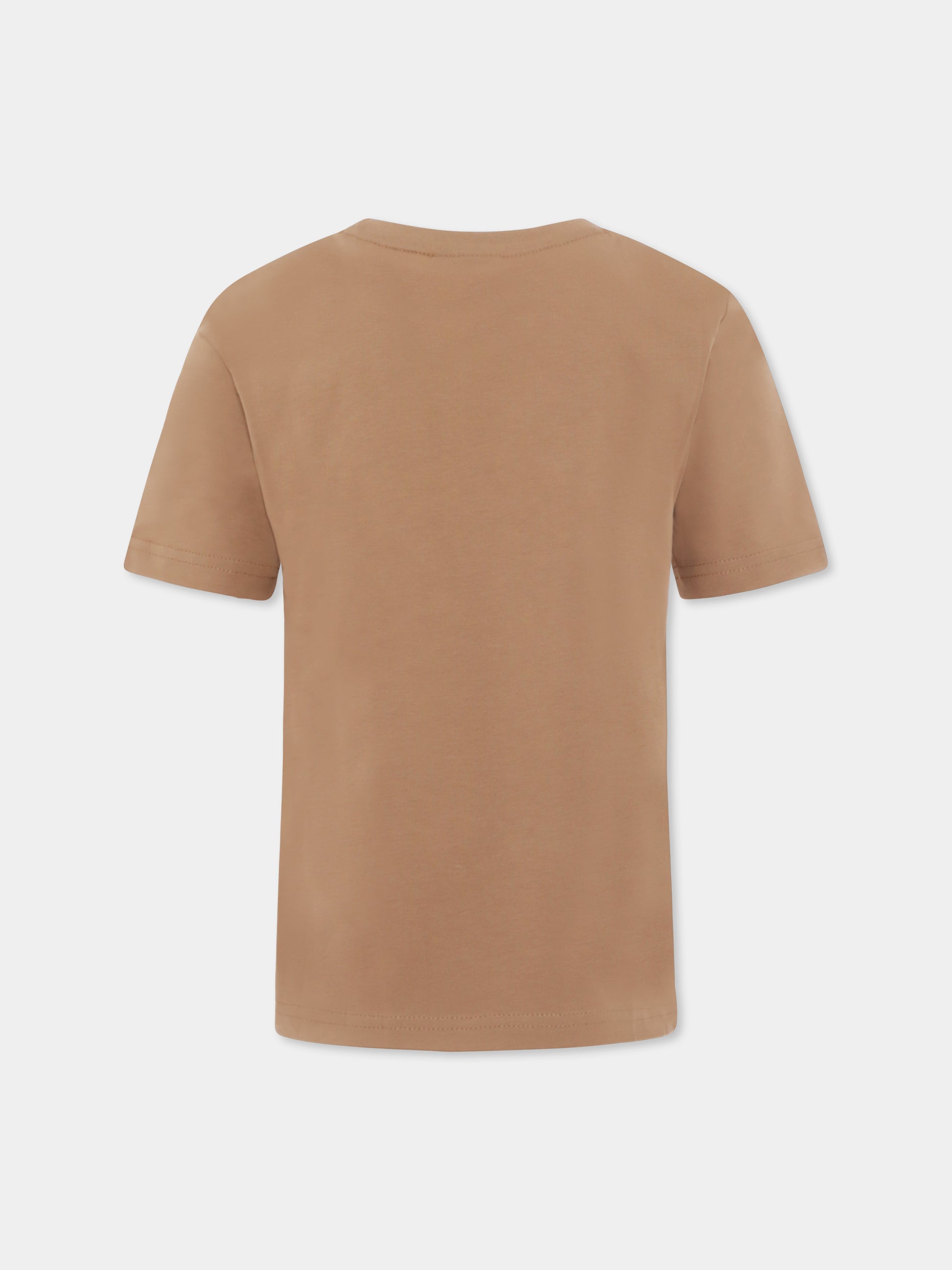 T-shirt marrone per bambino con logo,Boss,J50718 269