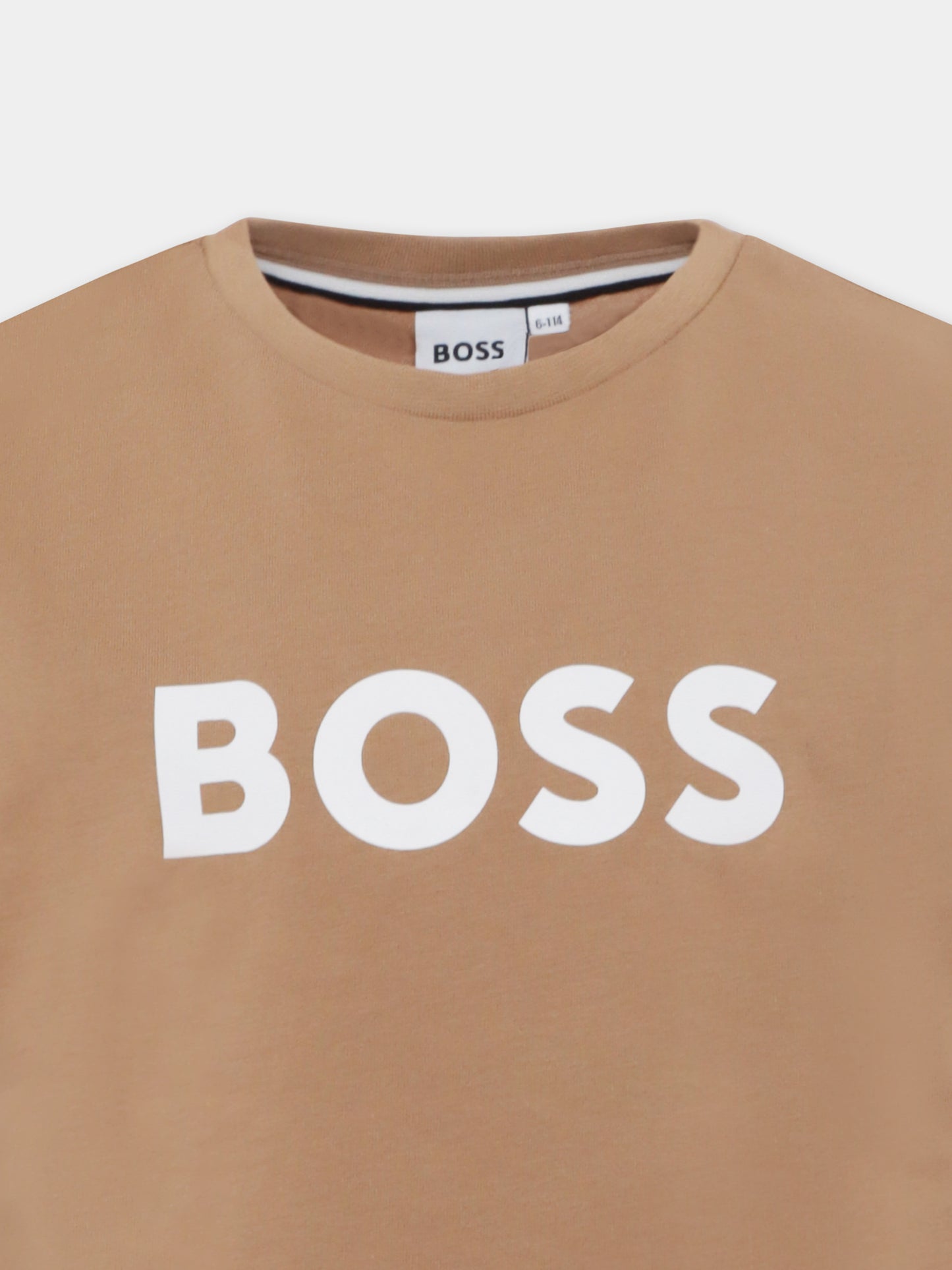 T-shirt marrone per bambino con logo,Boss,J50718 269