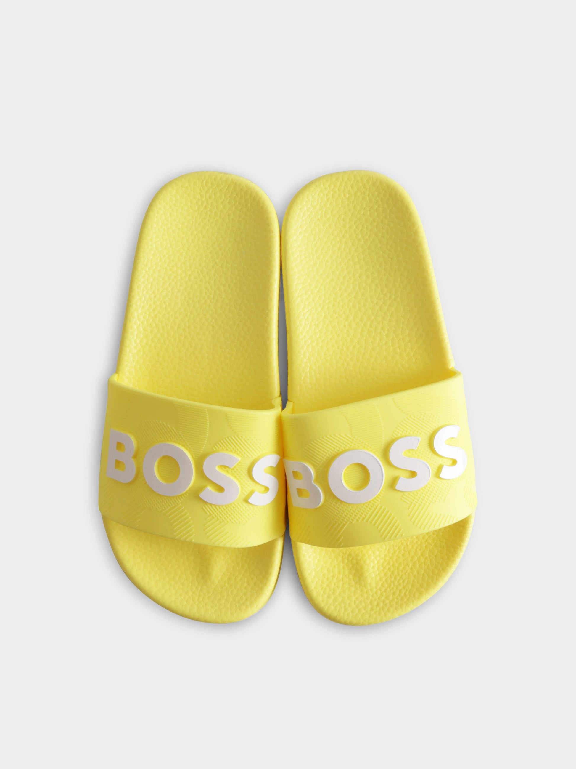 Ciabatte gialle per bambino con logo,Boss,J50888 609