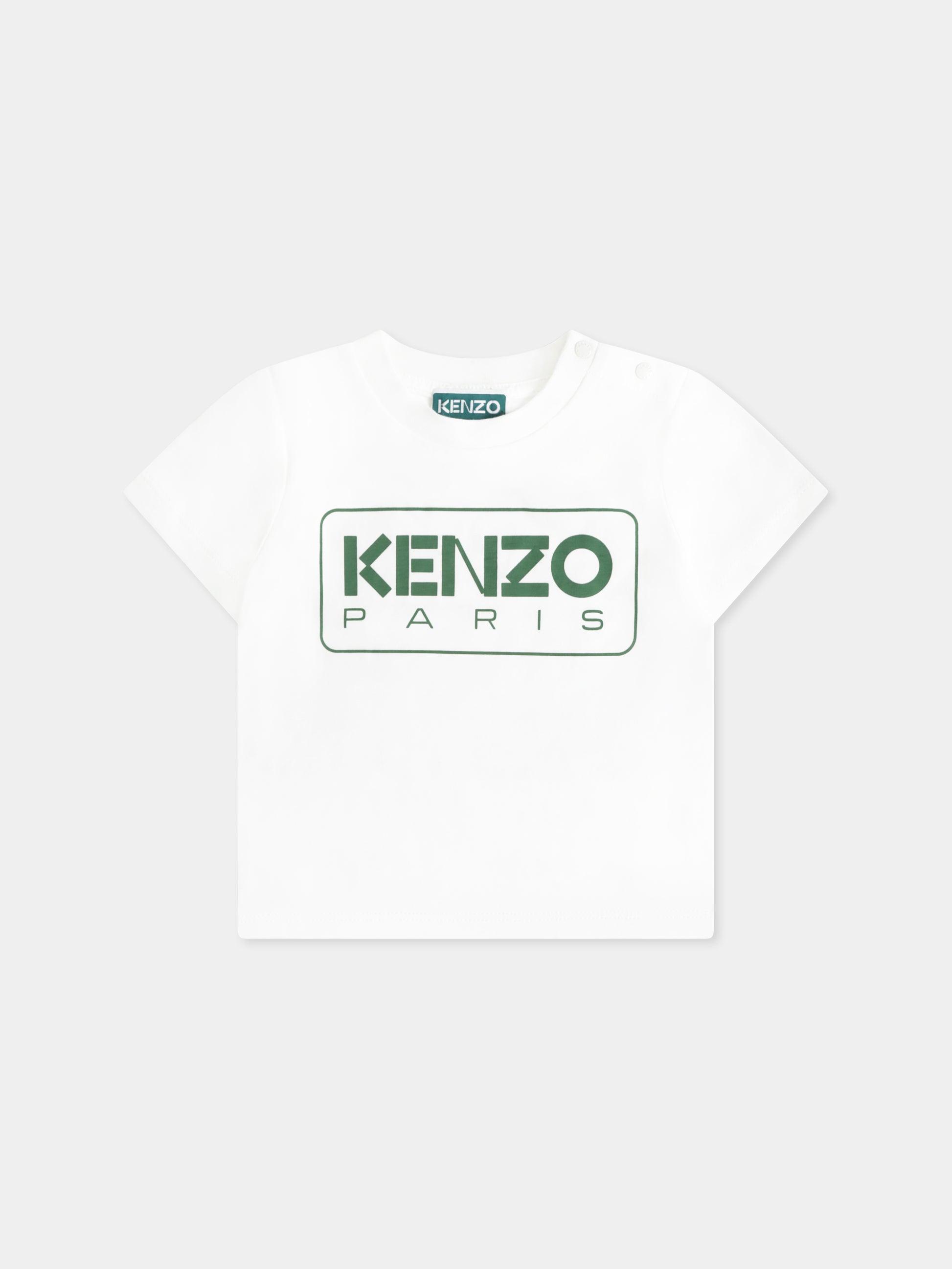 T-shirt avorio per neonato con logo,Kenzo Kids,K60161 12P