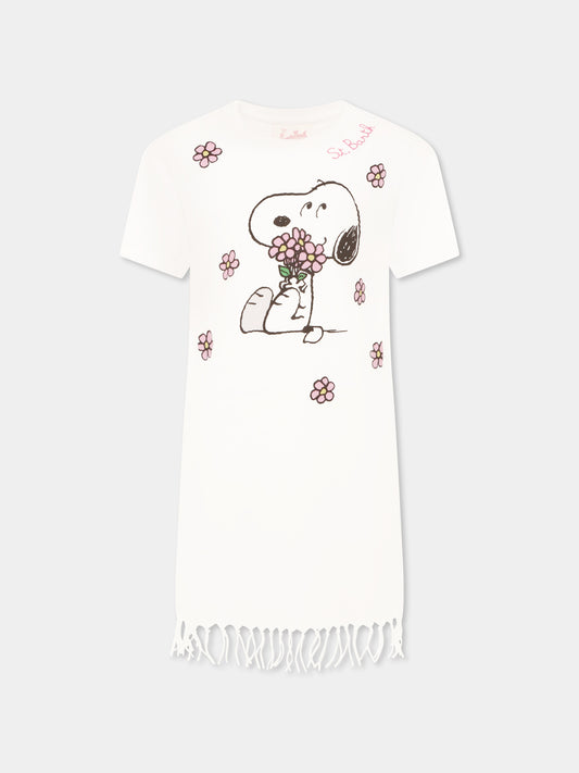 Robe blanche pour fille avec Snoopy