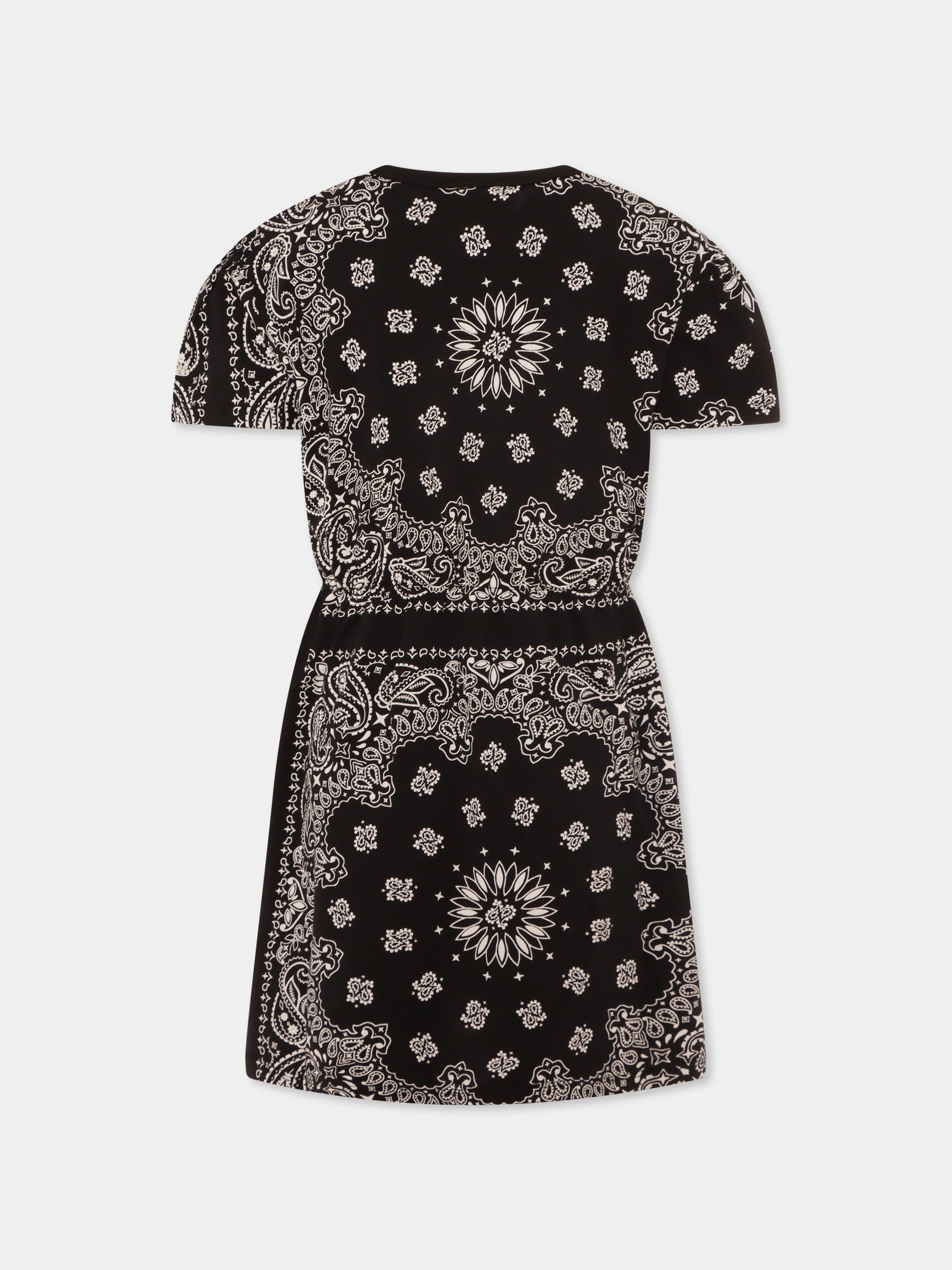 Vestito nero per bambina con stampa paisley,Mc2 Saint Barth,LEI0001 03148H