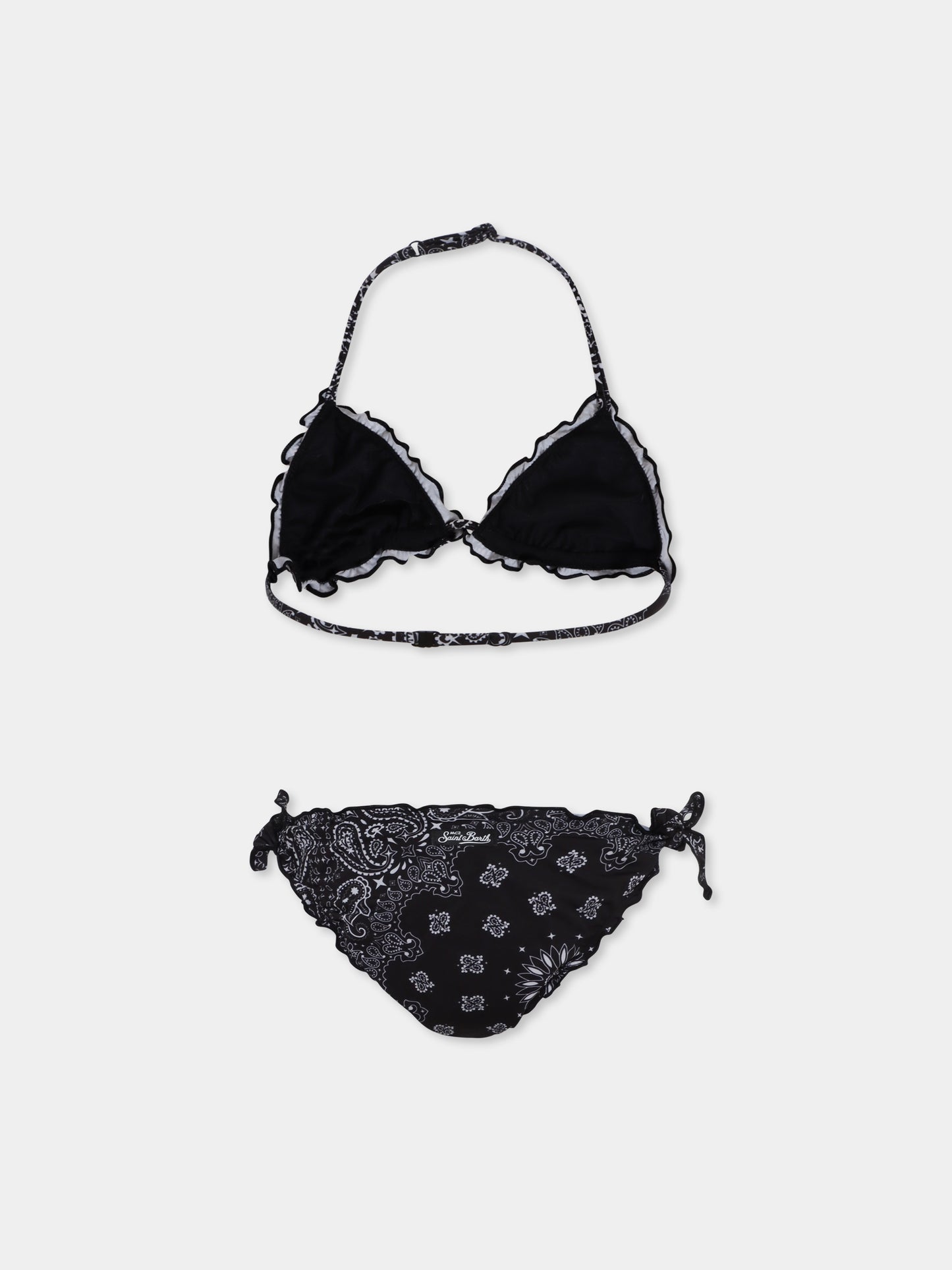 Bikini noir pour fille avec imprimé