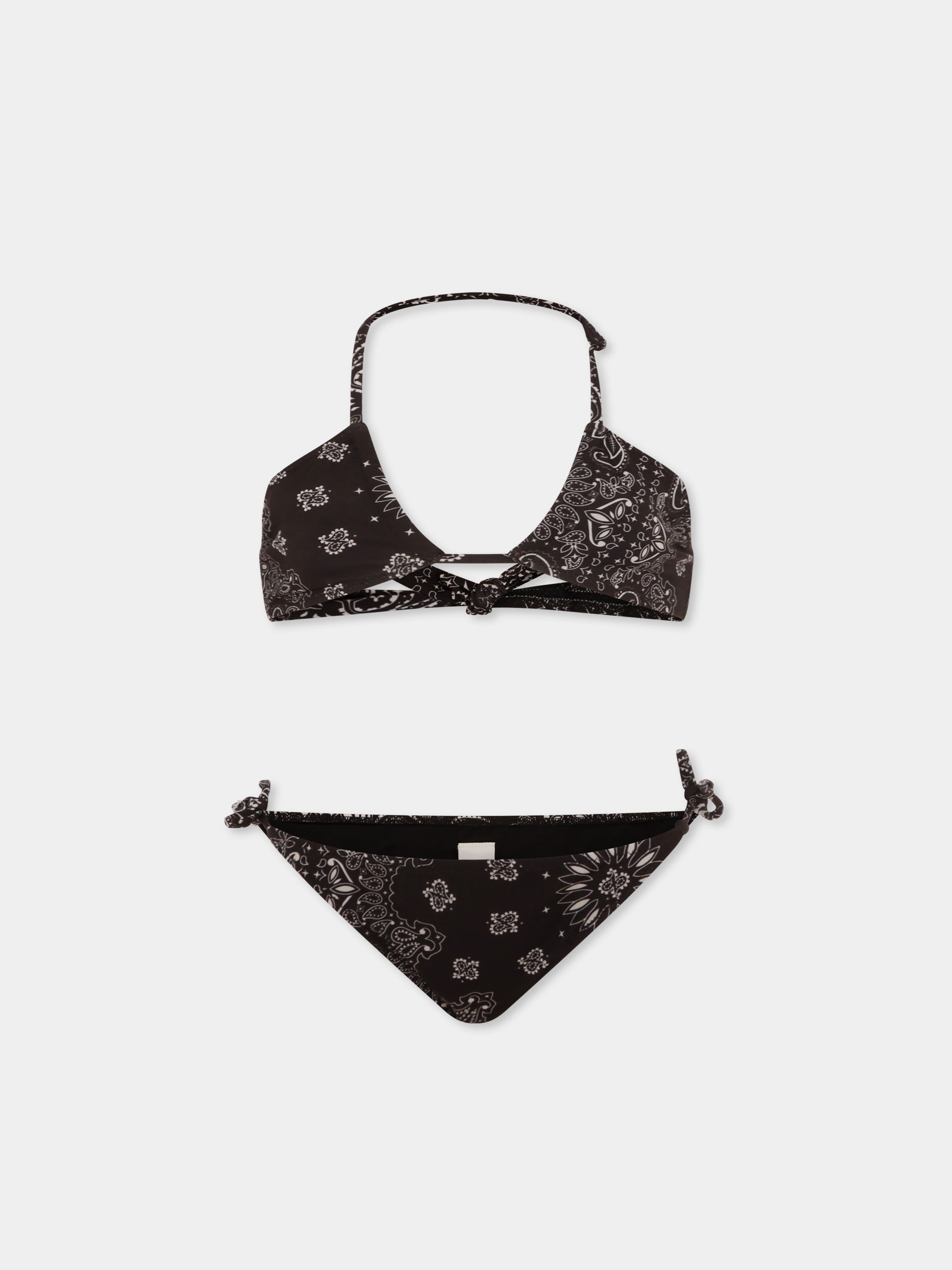 Bikini nero per bambina con stampa pailsey,Mc2 Saint Barth,ARY00002 04708D