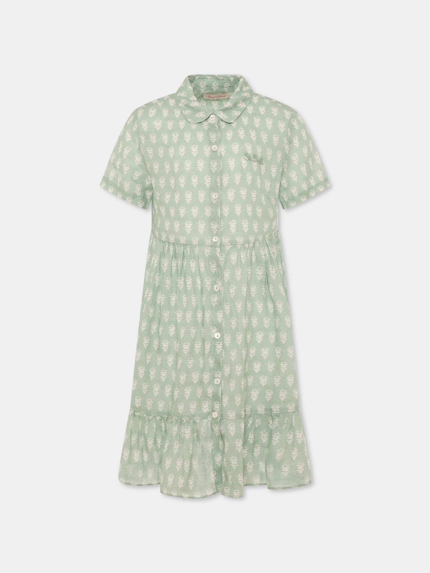 Robe verte pour fille avec imprimé floral