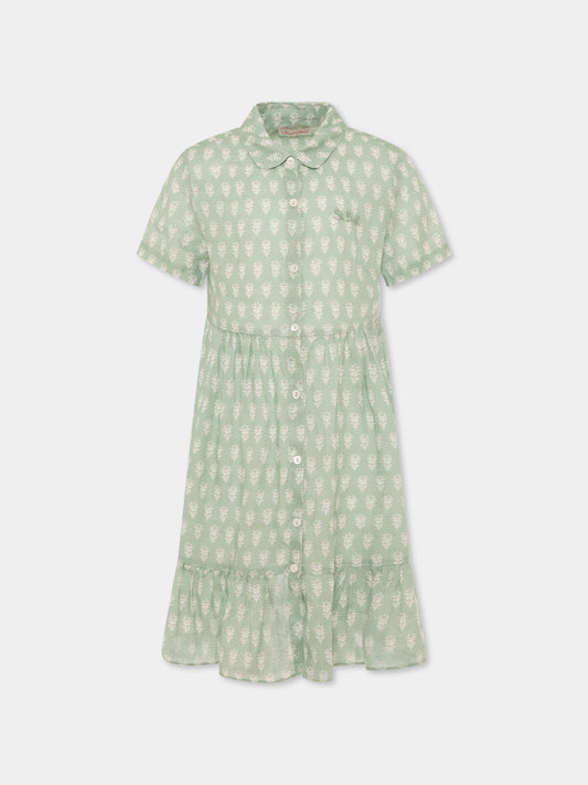 Robe verte pour fille avec imprimé floral