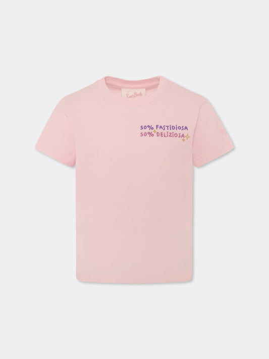 T-shirt rose pour fille avec écriture