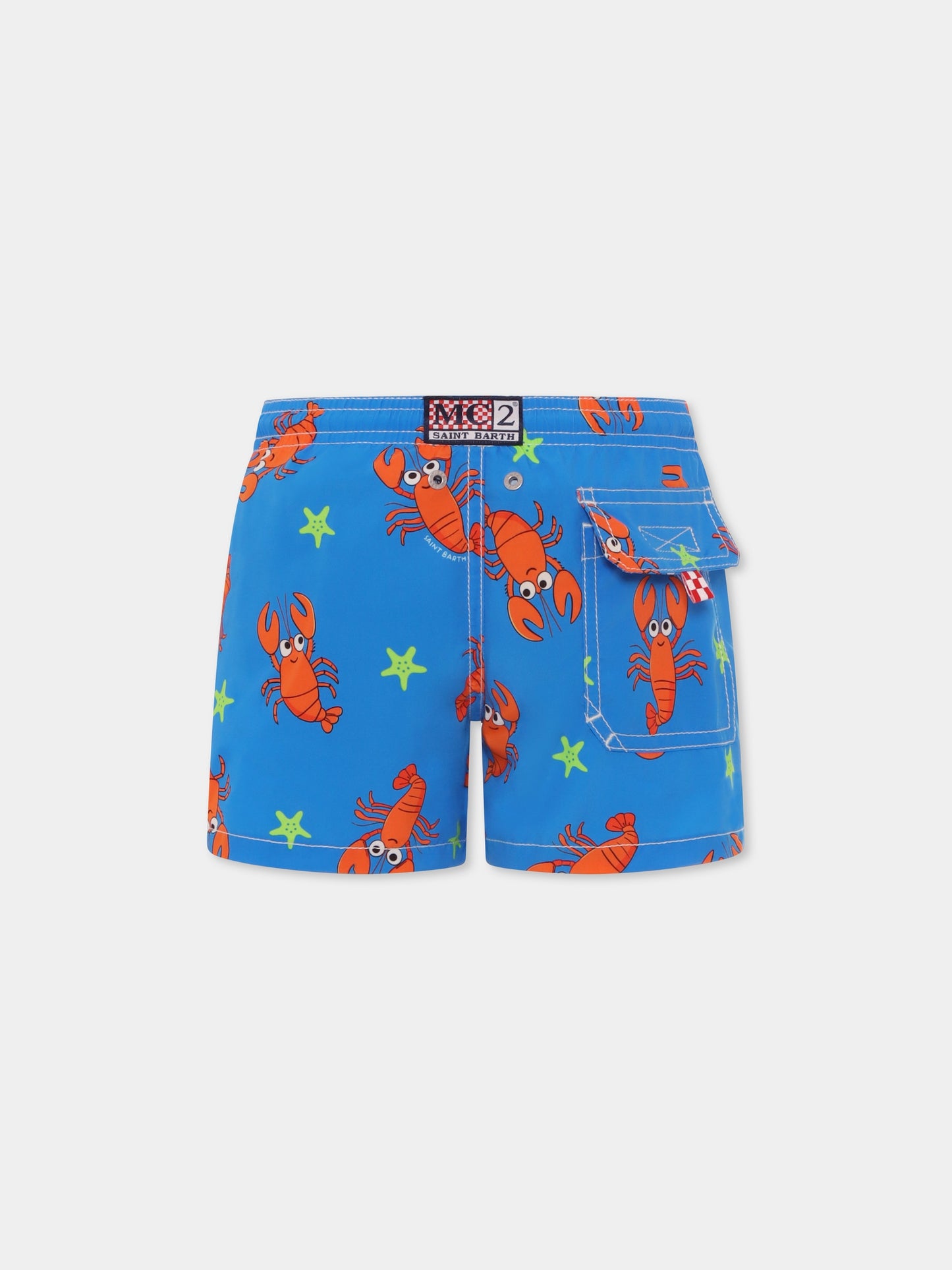 Boxer mare azzurro per bambino con aragosta all over,Mc2 Saint Barth,JEA0001 03061H
