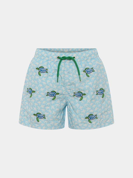 Boxer mare celeste per bambino con tartaruga,Mc2 Saint Barth,JEA0014 03598H