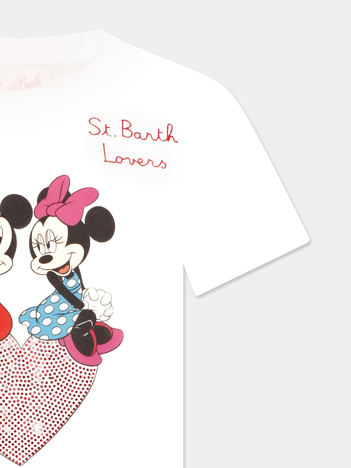 T-shirt blanc pour fille avec Mickey et Minnie