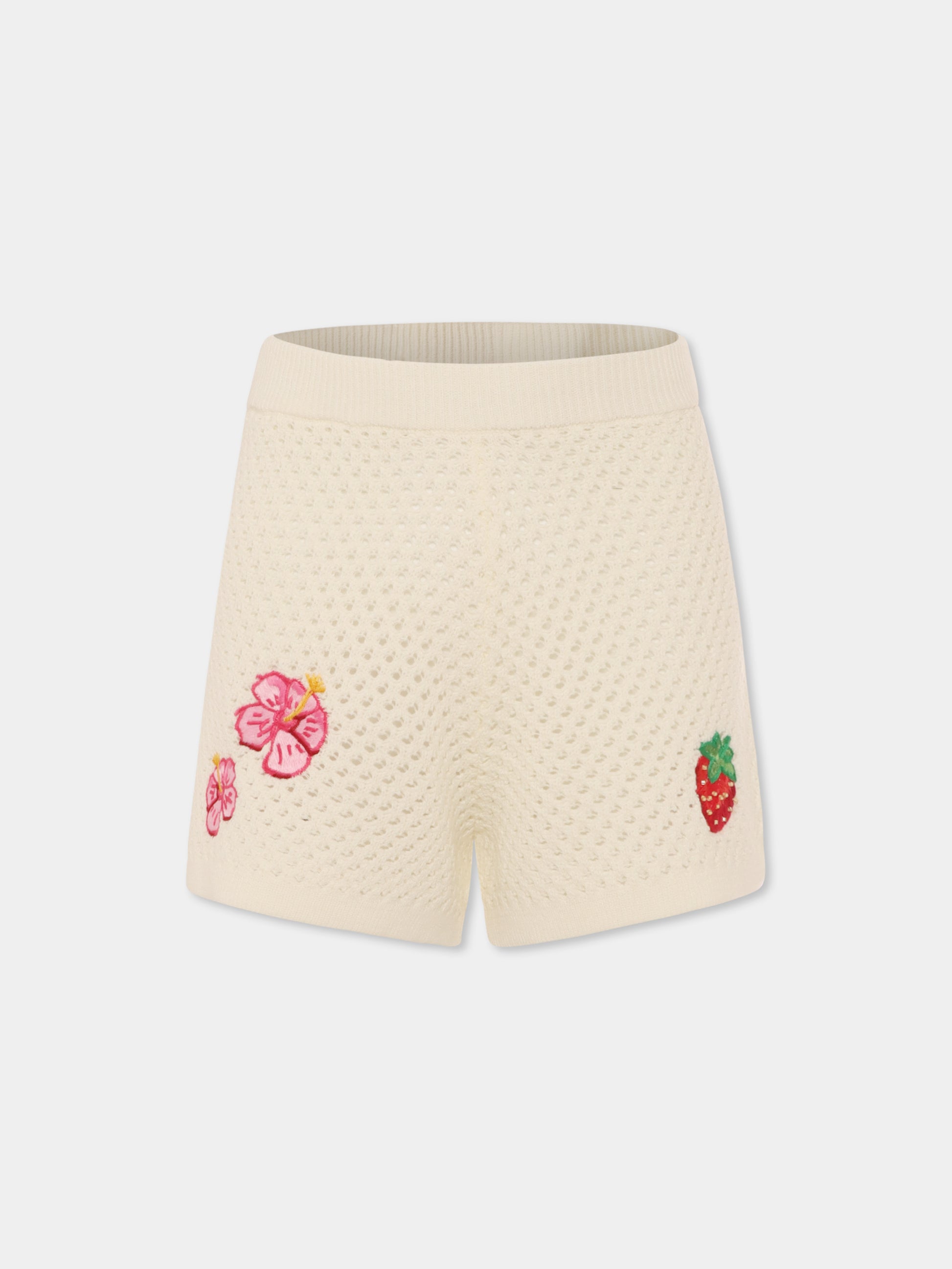 Shorts avorio per bambina con frutta,Mc2 Saint Barth,YVT0002 01026H