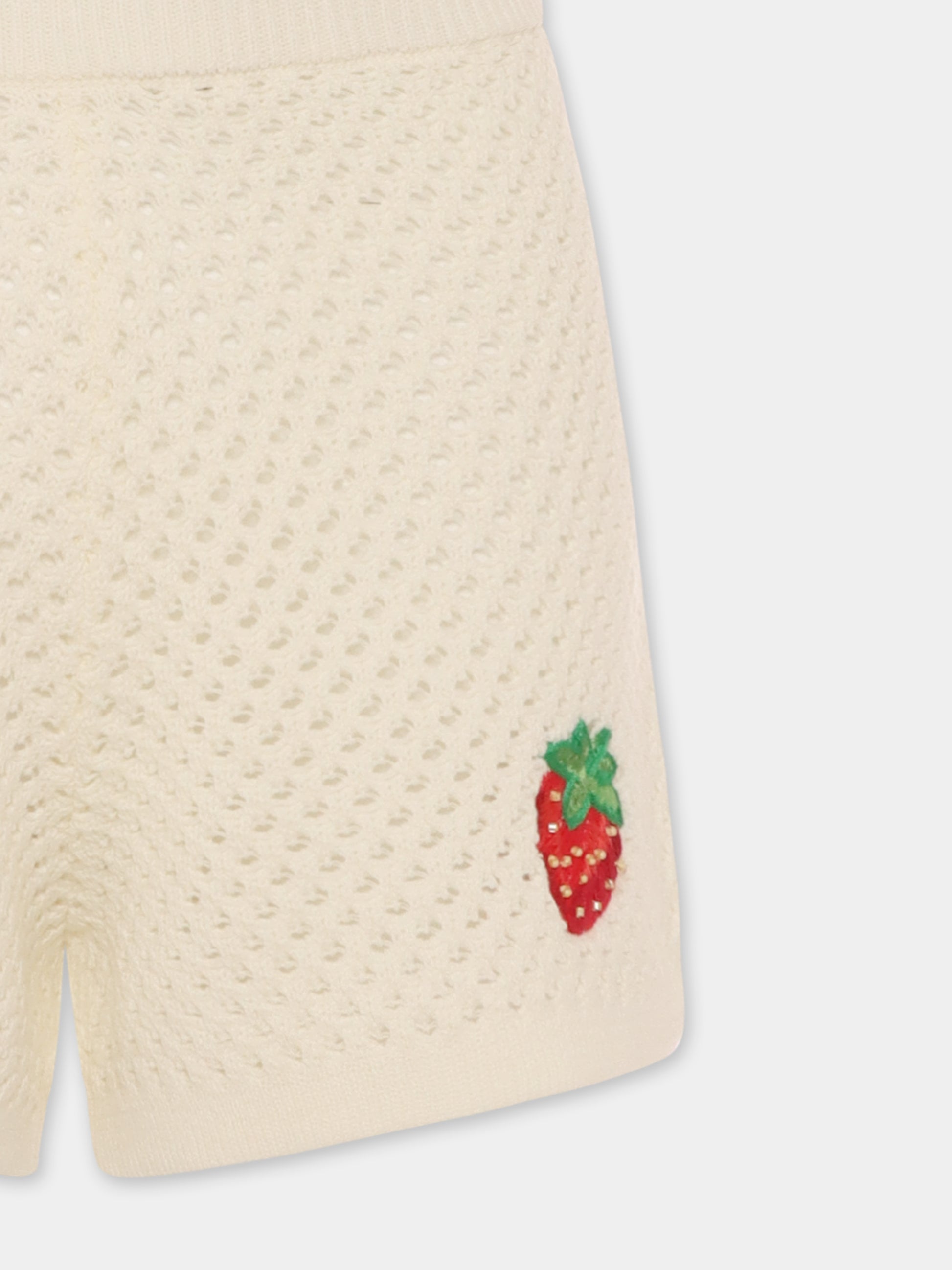 Shorts avorio per bambina con frutta,Mc2 Saint Barth,YVT0002 01026H