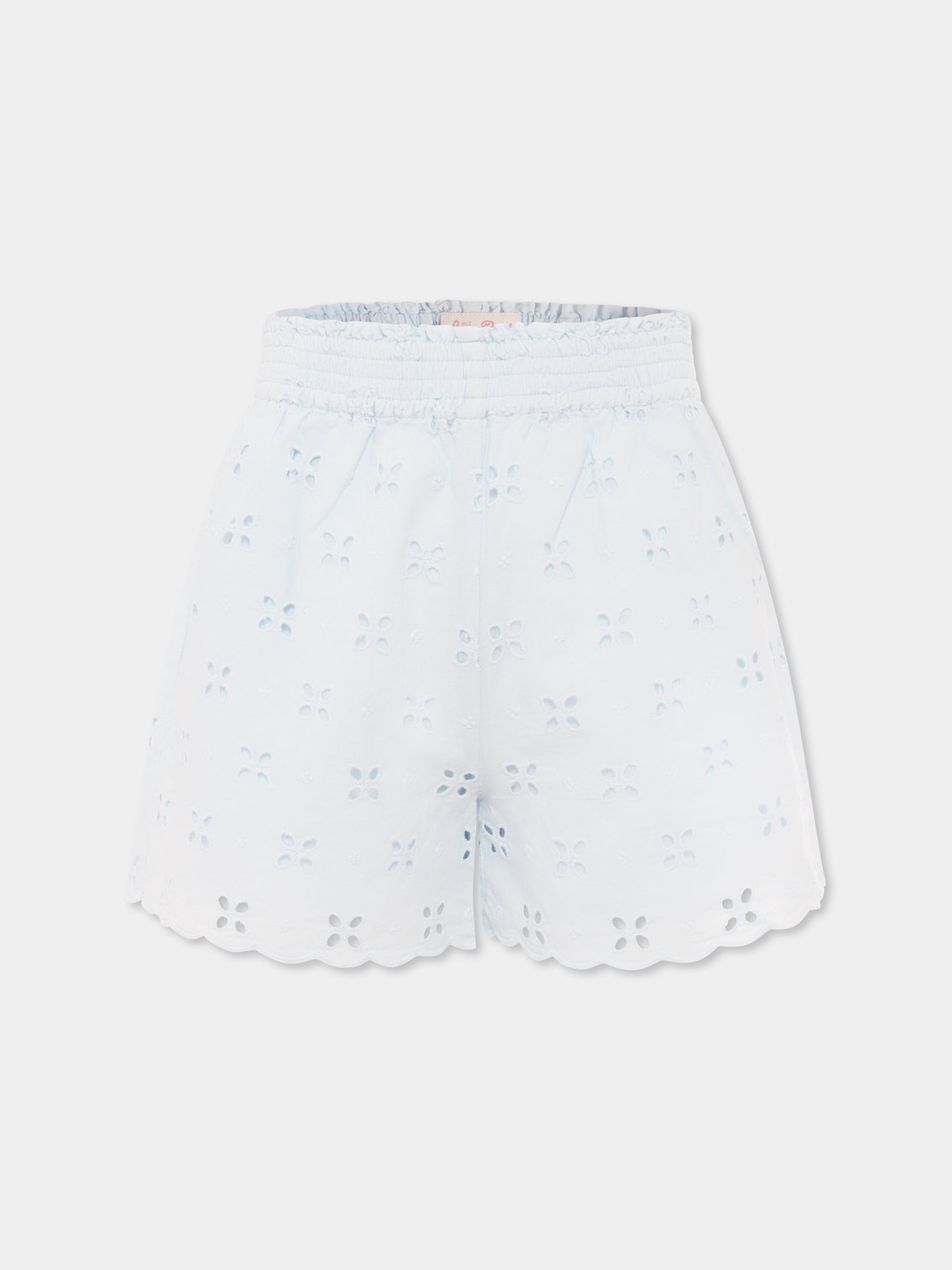 Short bleu clair pour fille avec fleurs