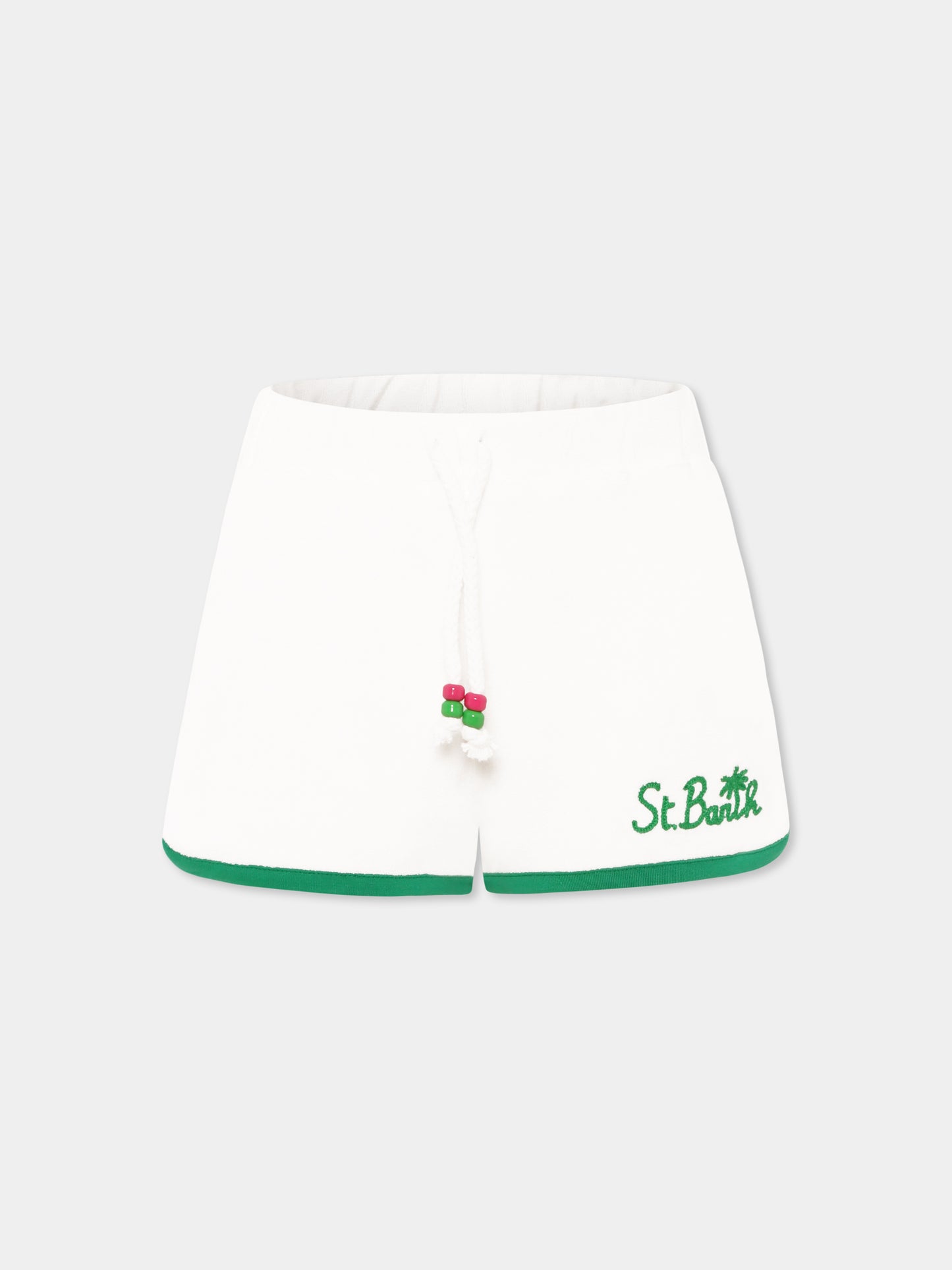 Short blanc pour fille avec logo