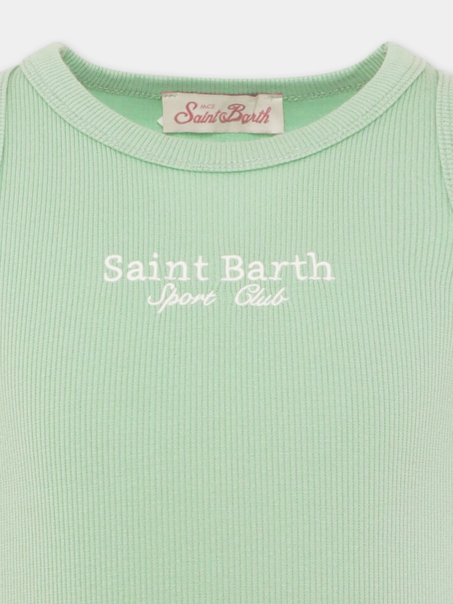 Débardeur court vert pour fille avec écriture