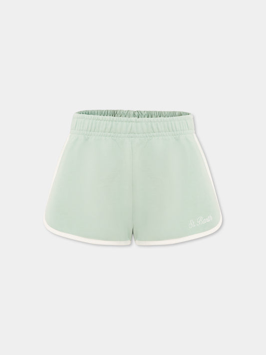 Short vert pour fille avec logo