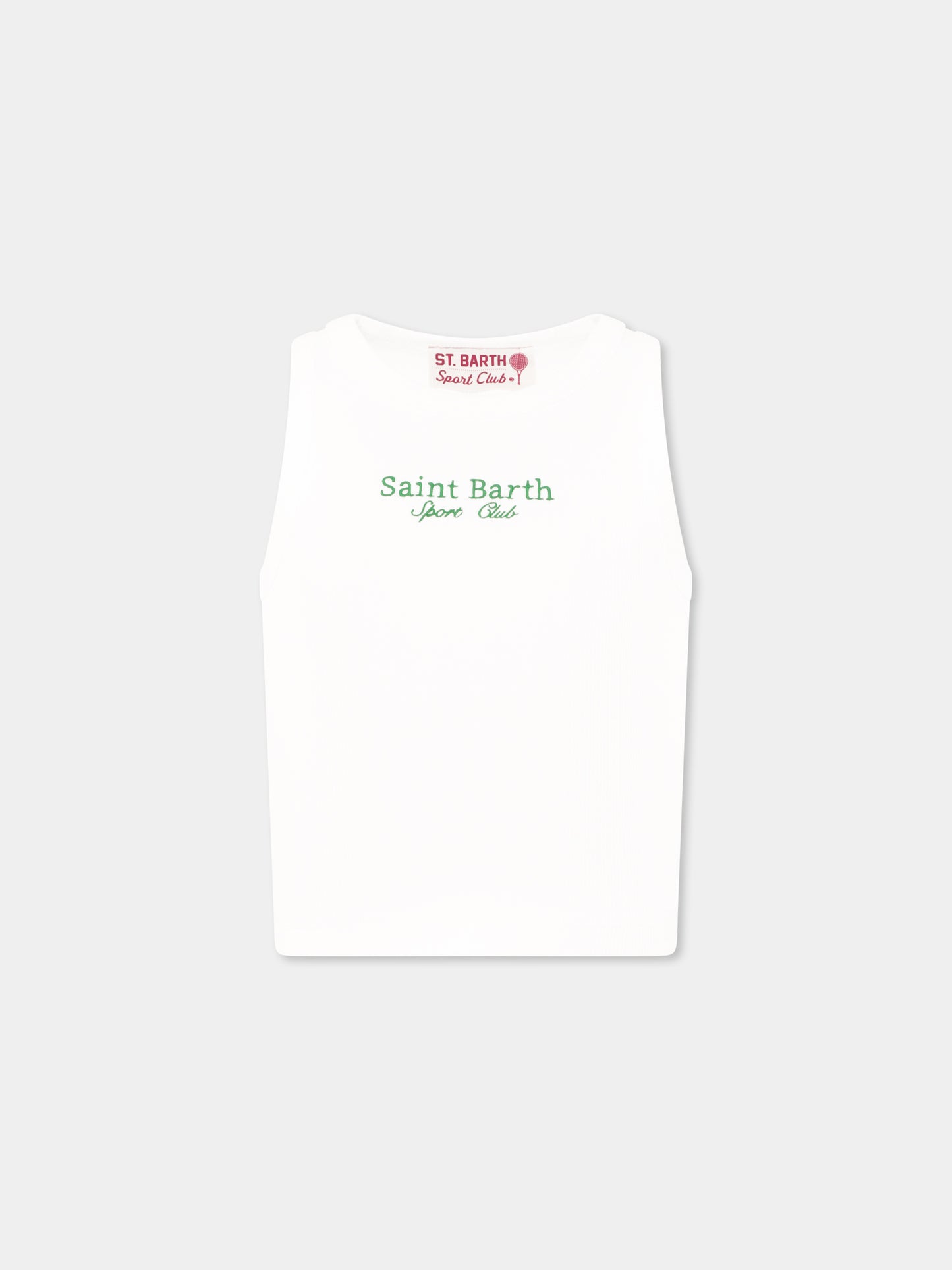 Débardeur court blanc pour fille avec écriture