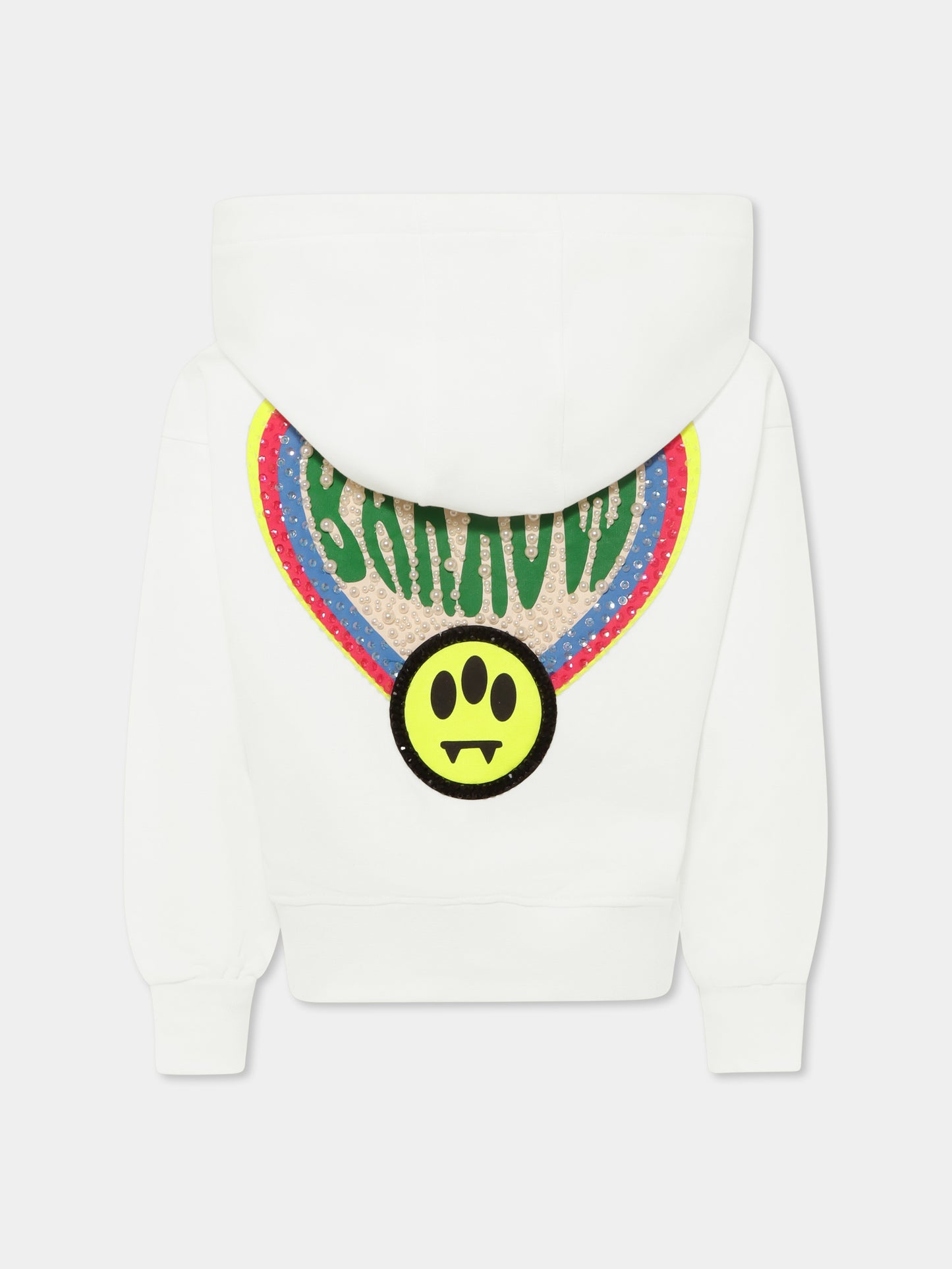 Felpa bianca per bambina con logo e paillettes,Barrow,S5BKJGHS170 002