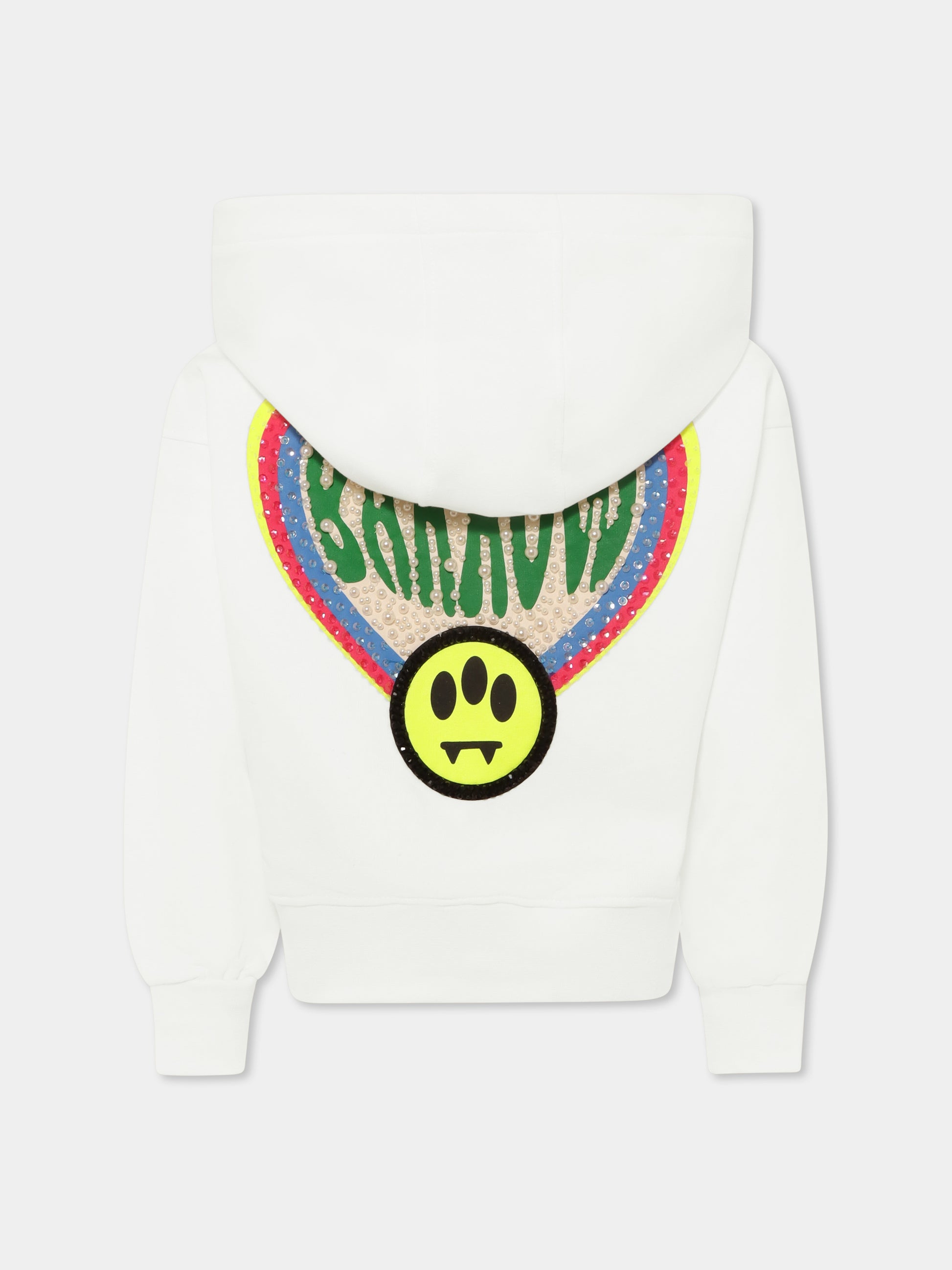 Felpa bianca per bambina con logo e paillettes,Barrow,S5BKJGHS170 002