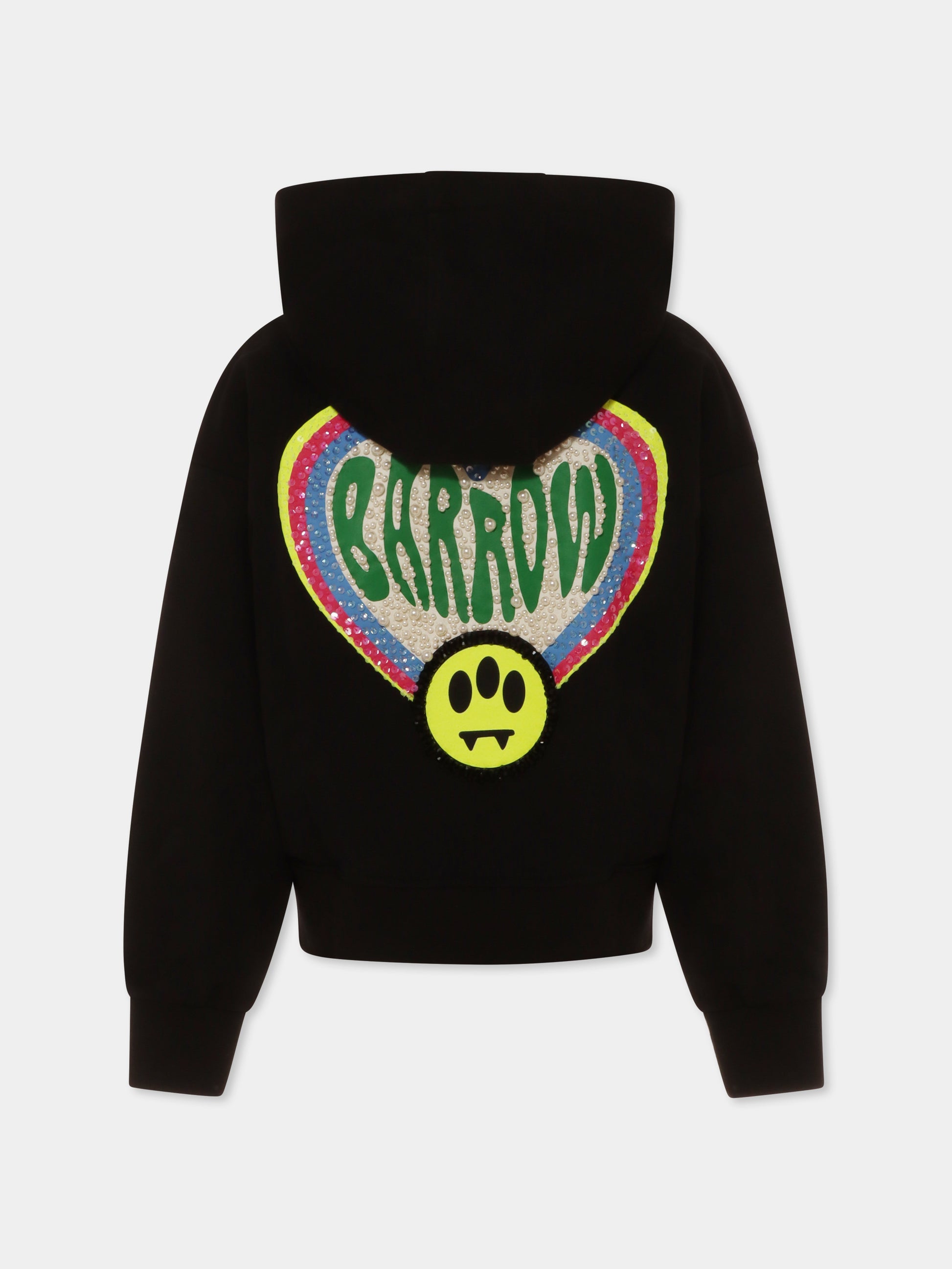 Felpa nera per bambina con logo e paillettes,Barrow,S5BKJGHS170 110