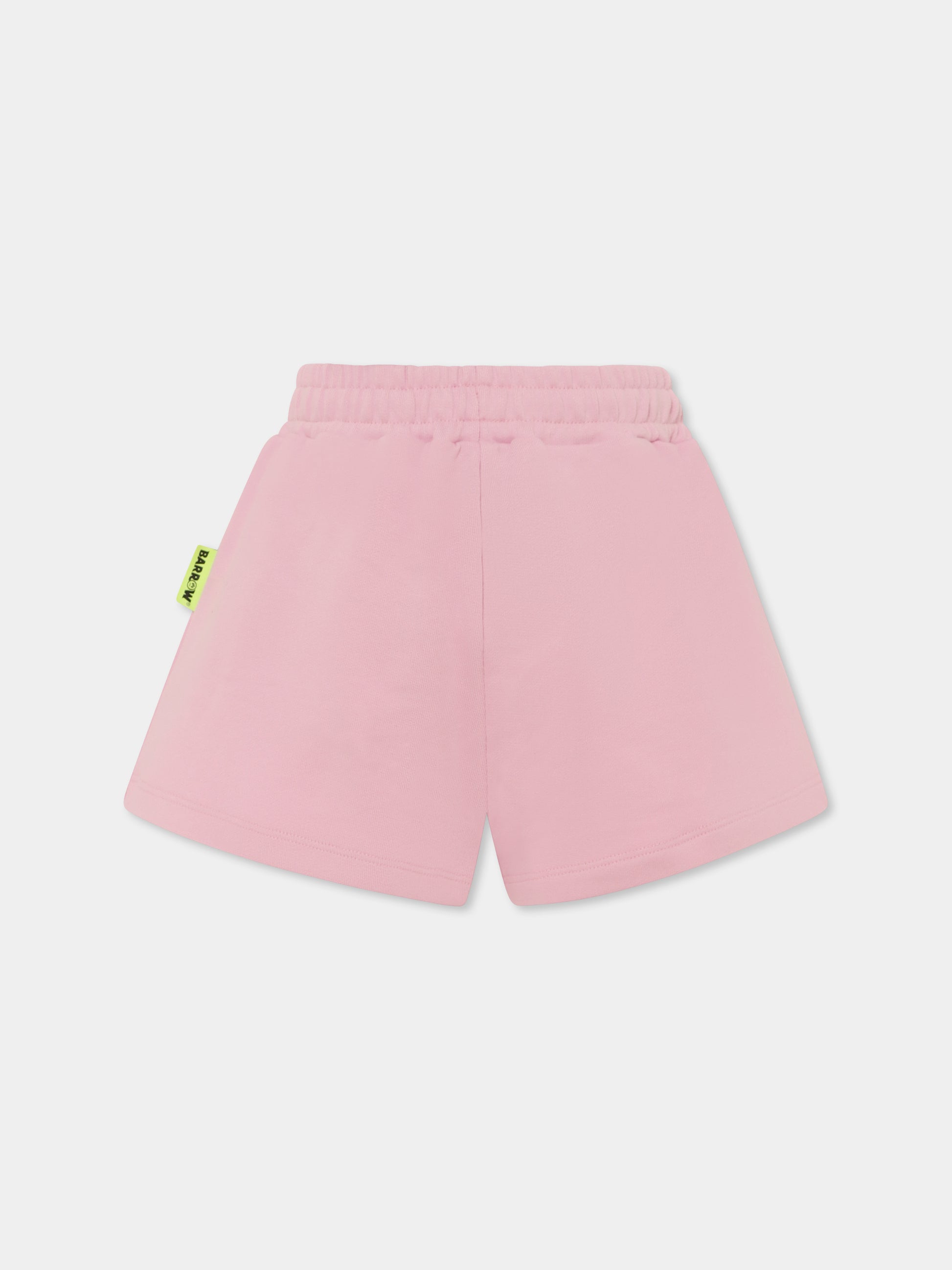 Shorts rosa per bambina con logo e smile,Barrow,S5BKJGSH154 BW014