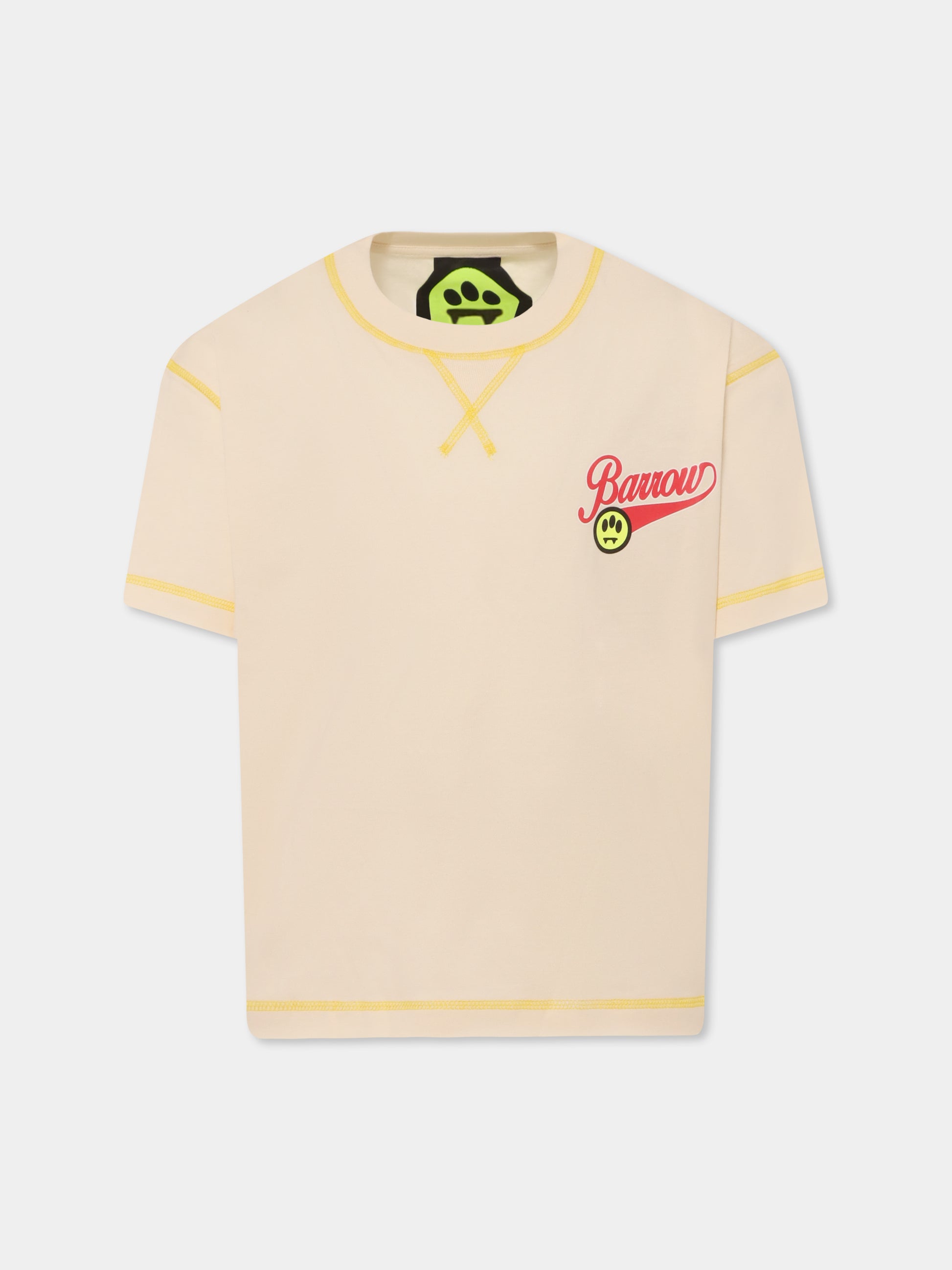T.-shirt avorio per bambina con logo e stampa Bear,Barrow,S5BKJGTH119 013