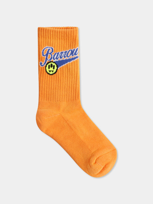 Chaussettes orange pour enfants avec logo