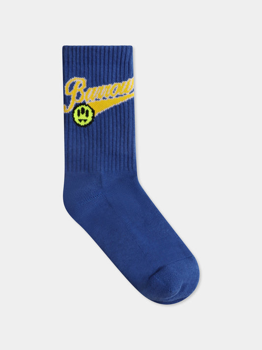 Calze blu per bambini con logo,Barrow,S5BKJUSO043 BW013