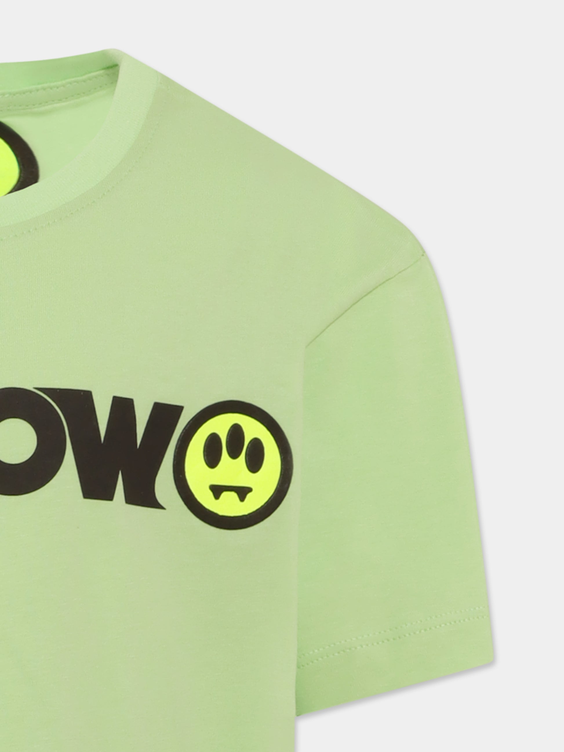 T-shirt verde per bambini con logo,Barrow,S5BKJUTH082 081