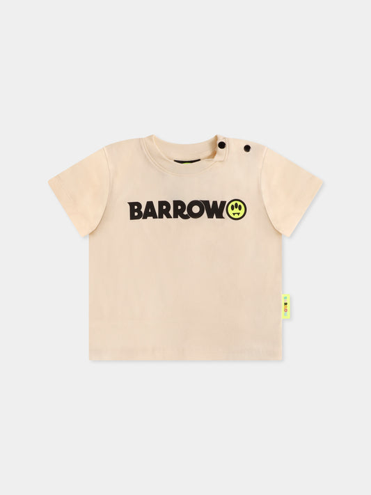 T-shirt ivoire pour bébé fille avec logo