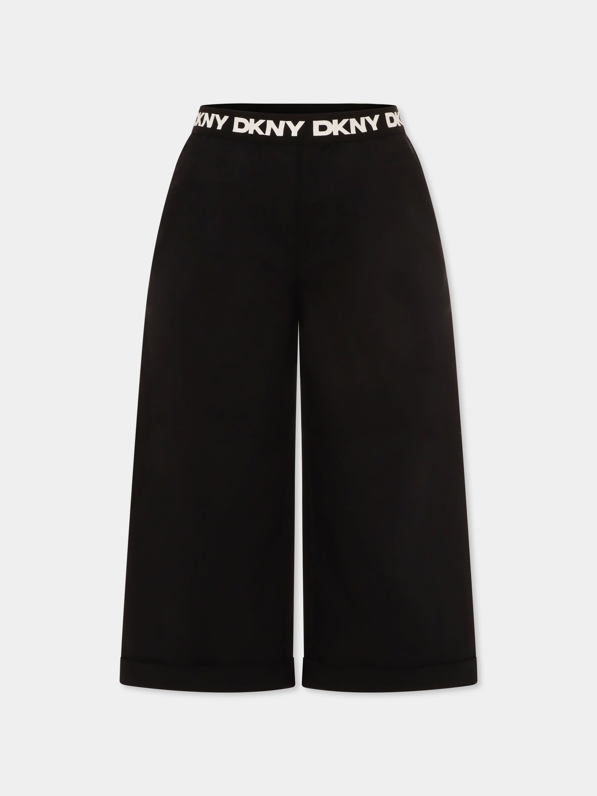 Pantaloni neri per bambina con logo,Dkny,D60221 09B