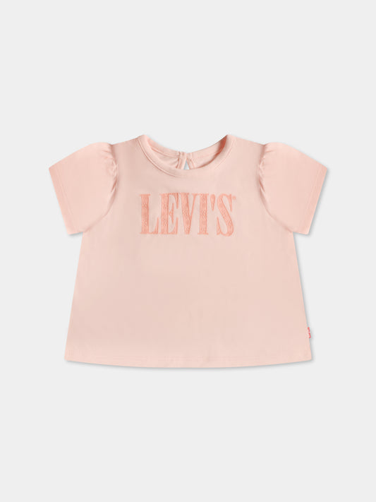 T-shirt rose pour bébé fille avec logo