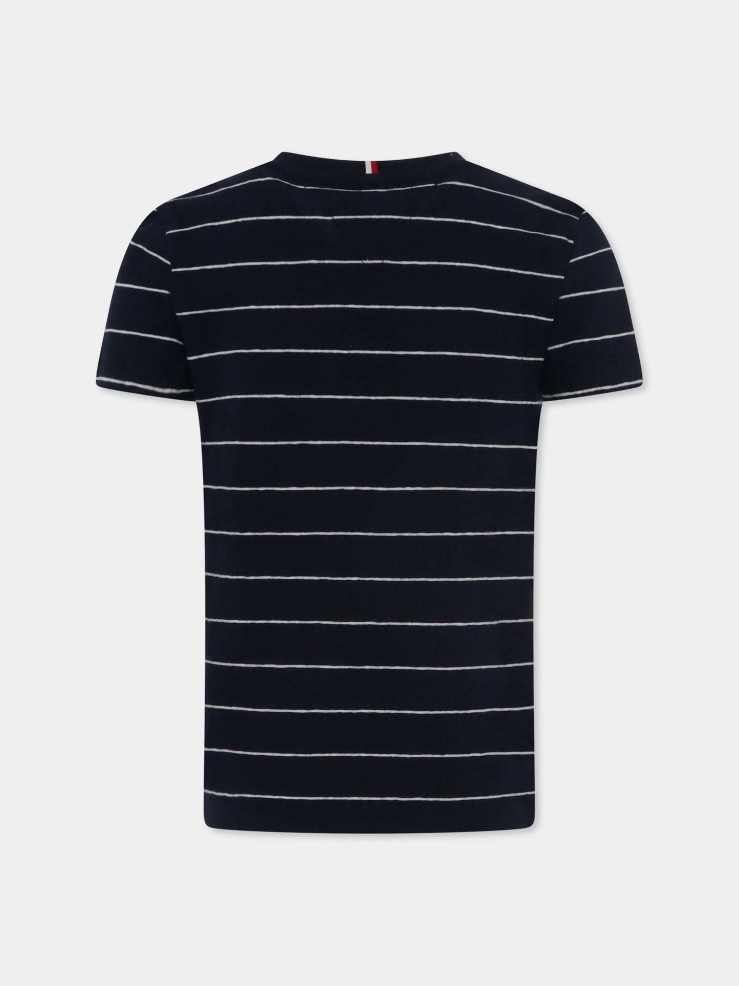 T-shirt blu per bambino con bandierina,Tommy Hilfiger Junior,25S THKB0KB09539J KB0KB09539 C1G