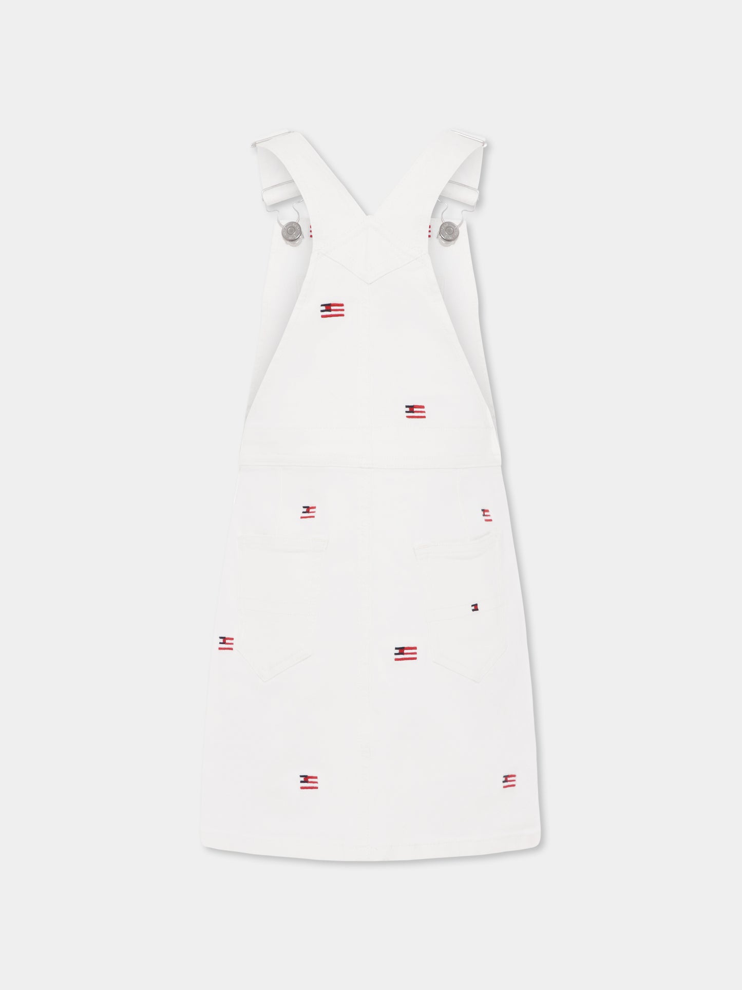 Salopette blanche pour fille avec drapeau