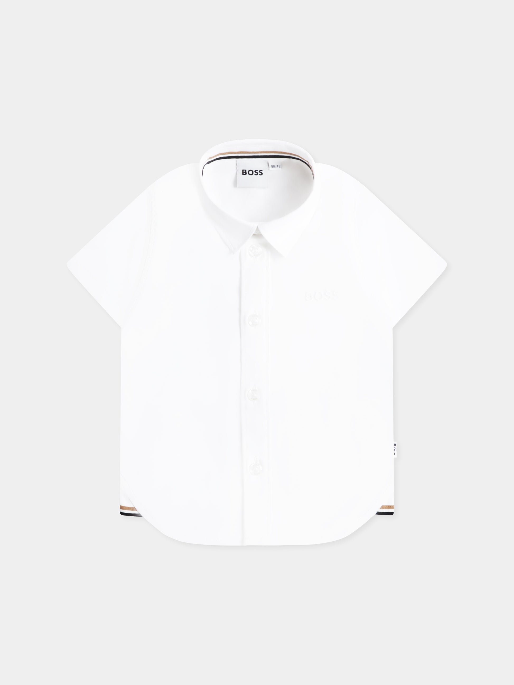 Camicia bianca per neonato con logo,Boss,J50587 10P