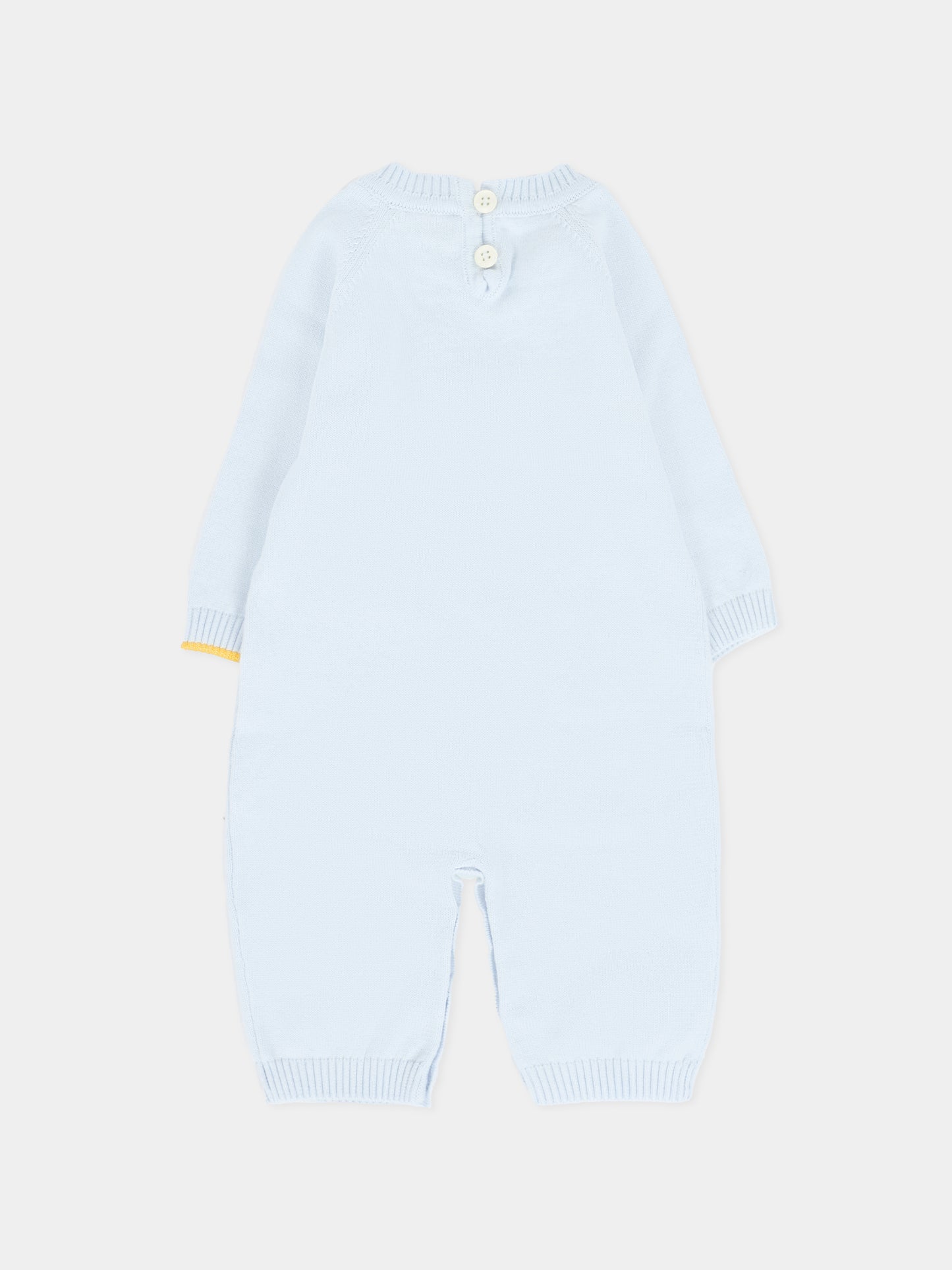 Tutina celeste per neonato con linea gialla,Gensami,TU-STR-CO SKY BLUE