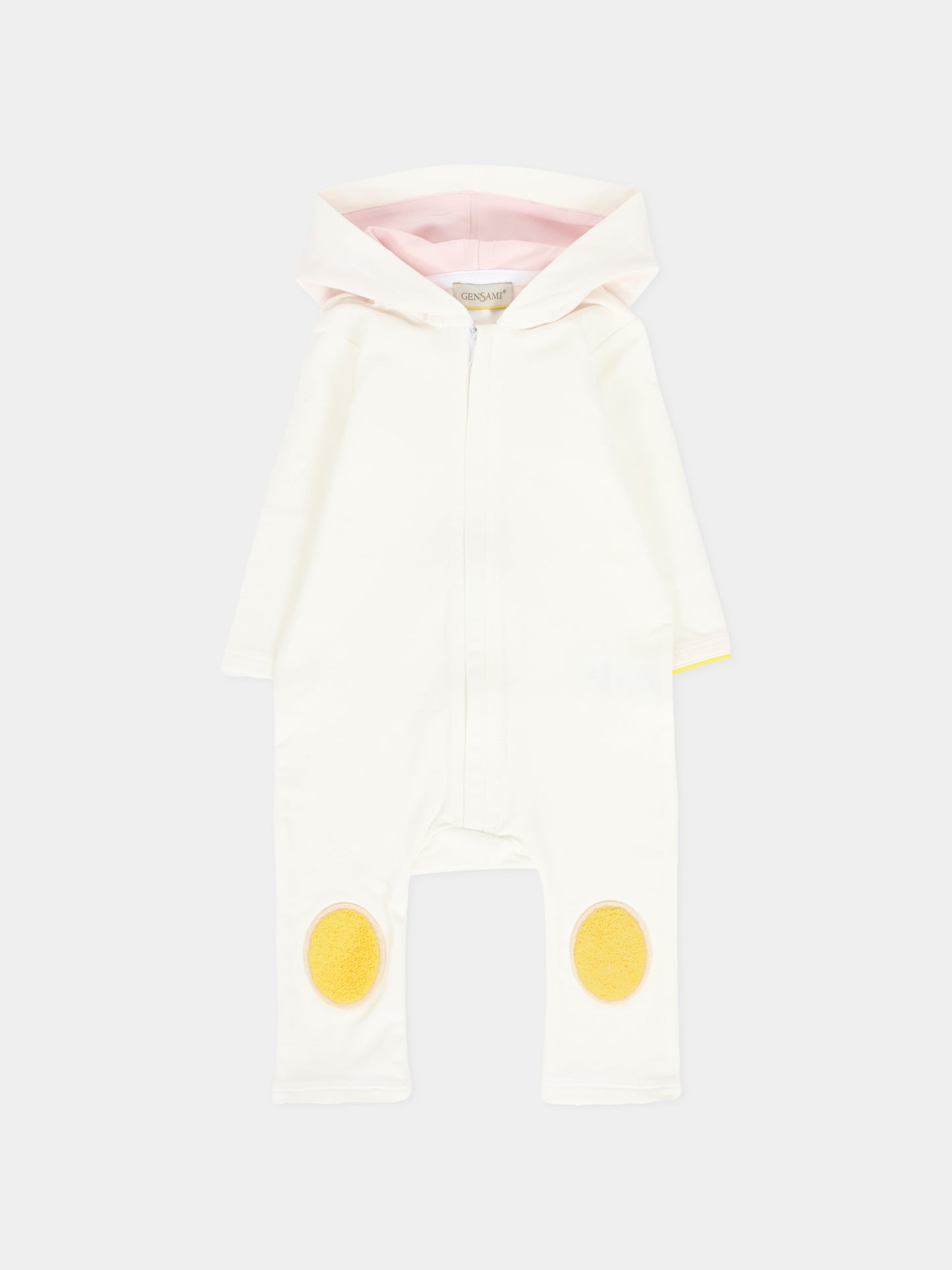Tutina avorio per neonato con alpachino,Gensami,HOODIE-ALP-J OFF WHITE/BLUE EARS