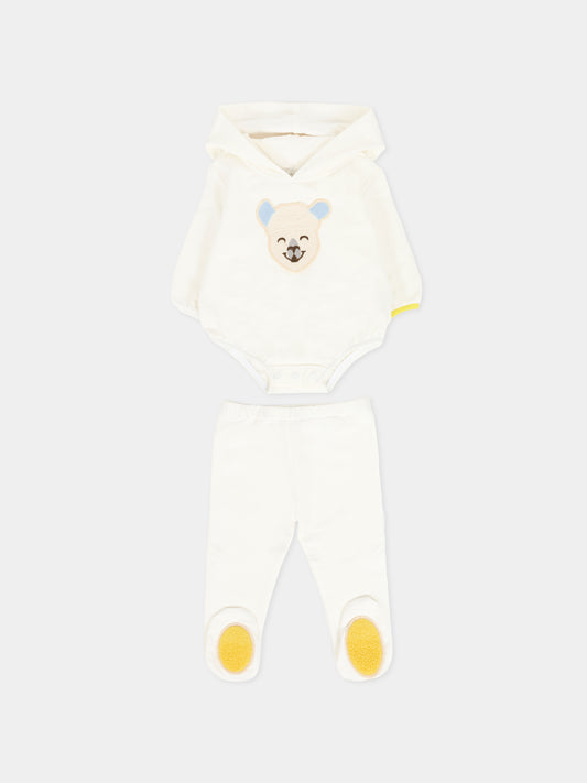 Completo avorio per neonati con alpachino,Gensami,FPT-ALP-J OFF WHITE/BLUE EARS