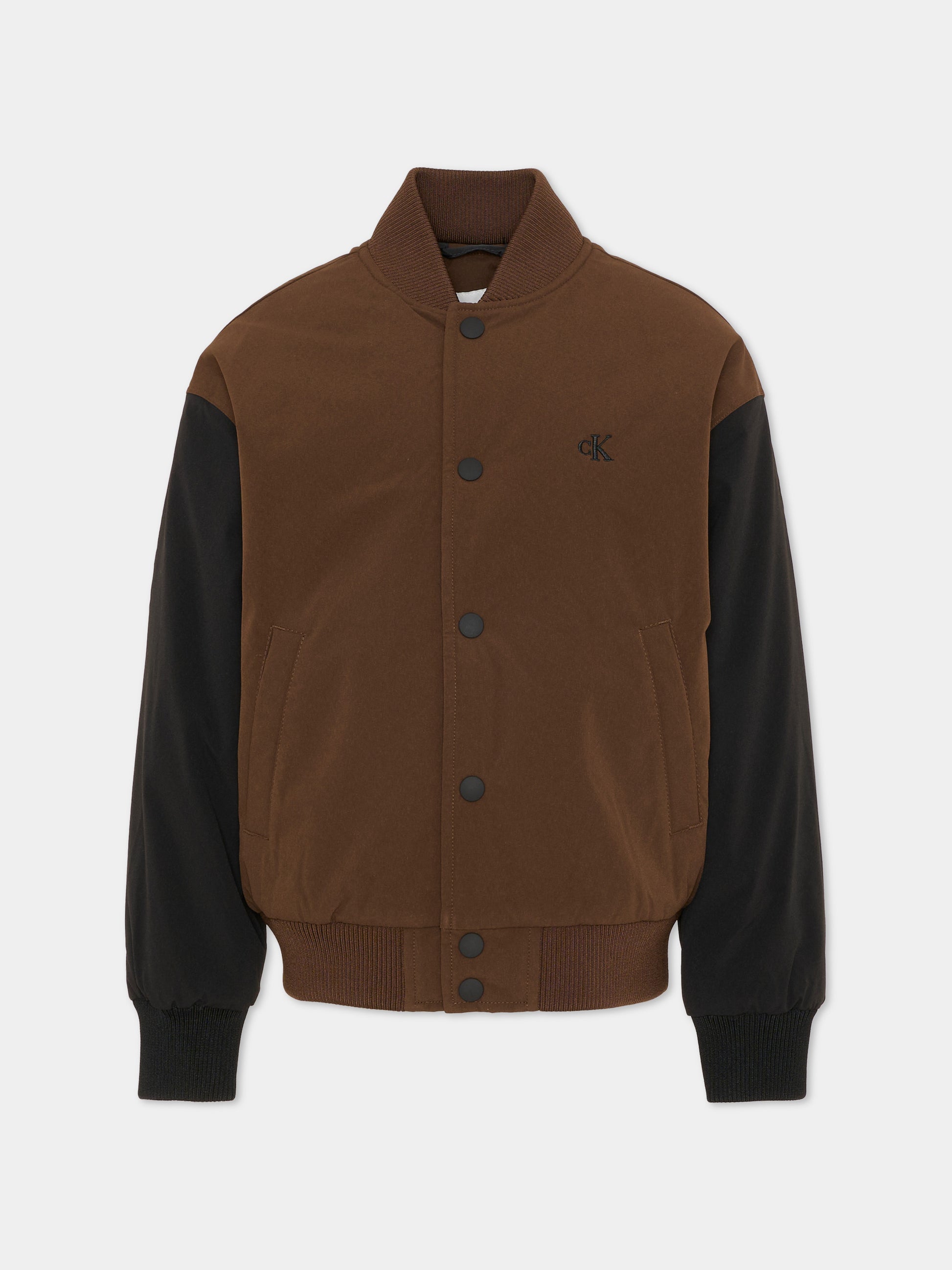 Bomber marrone per bambino con logo,Calvin Klein Kids,IB0IB02629 GV0