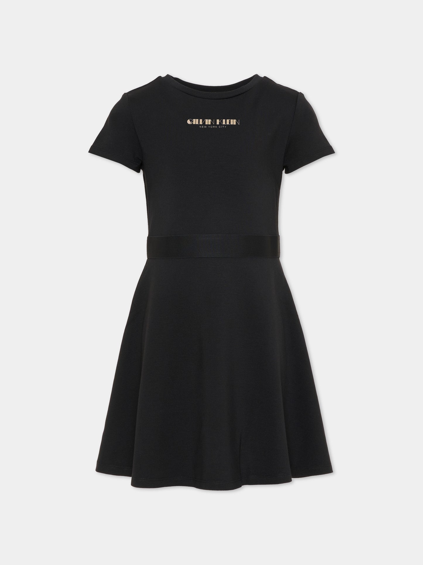 Vestito nero per bambina con logo,Calvin Klein Kids,IG0IG03099 BEH