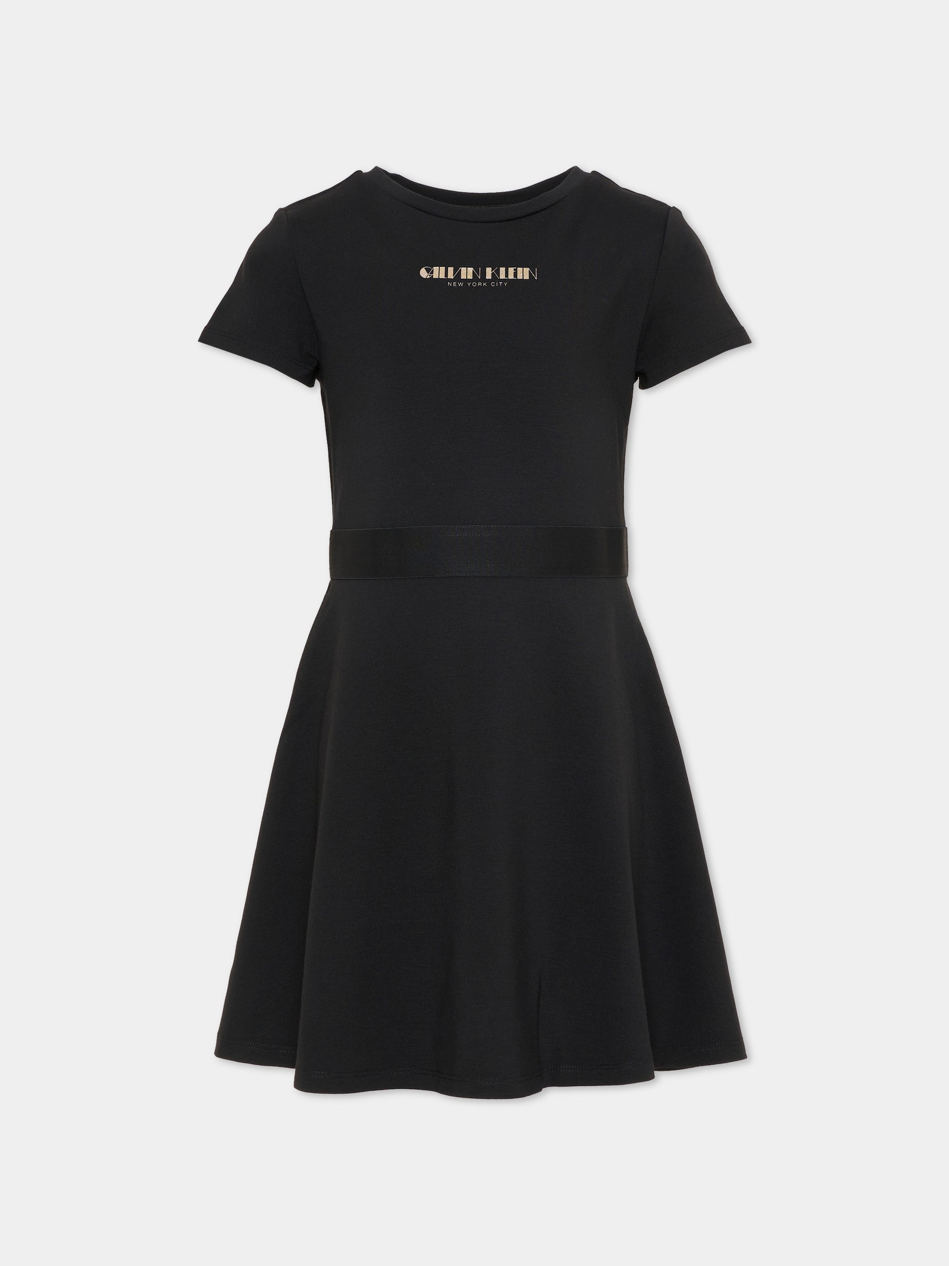 Vestito nero per bambina con logo,Calvin Klein Kids,IG0IG03099 BEH