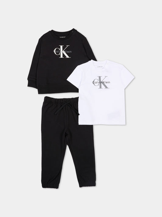 Completo sportivo nero per neonati con logo,Calvin Klein Kids,IN0IN00336 BEH