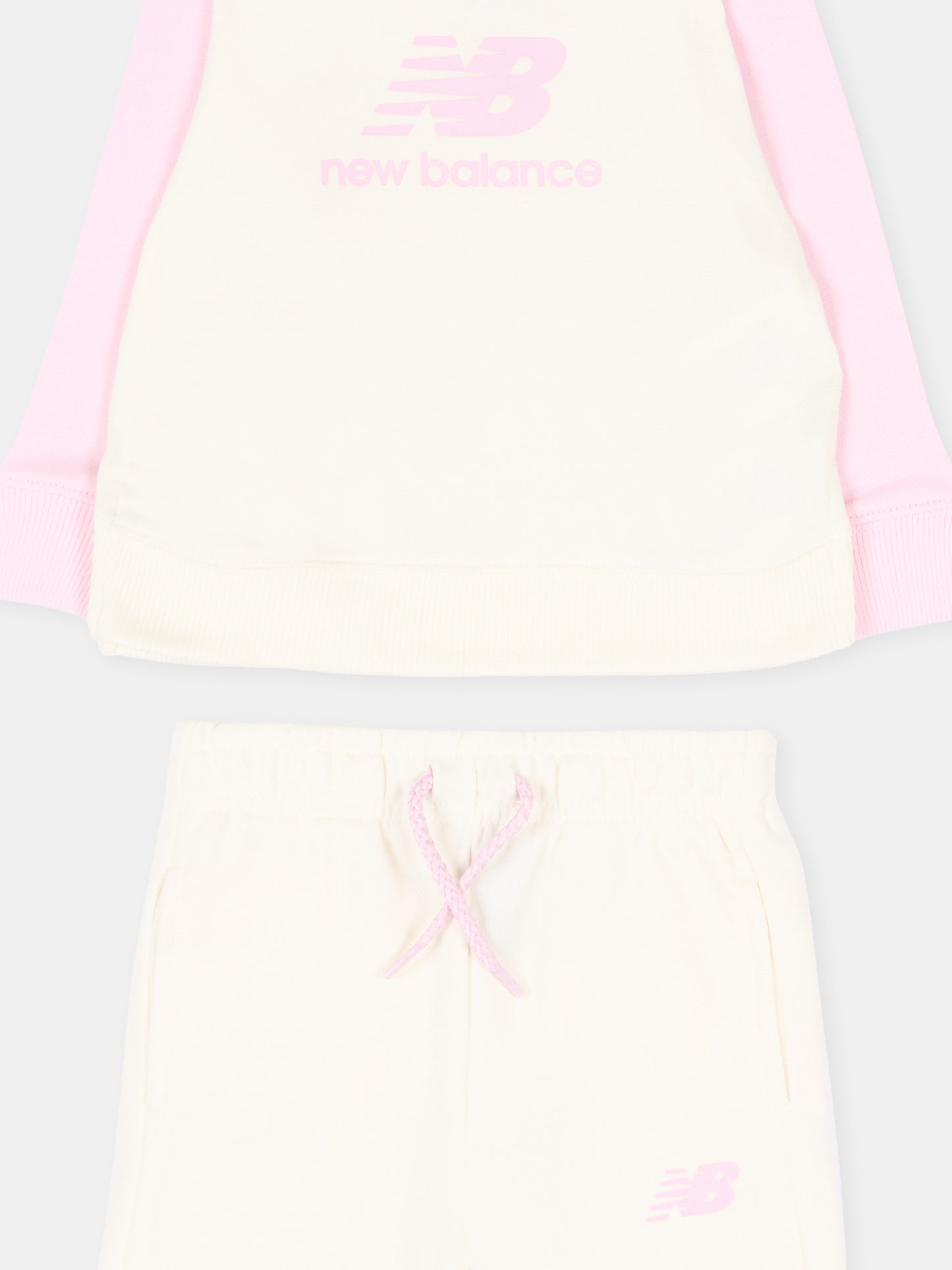 Completo sportivo bianco per neonata con logo,New Balance,LAKG0254I SST