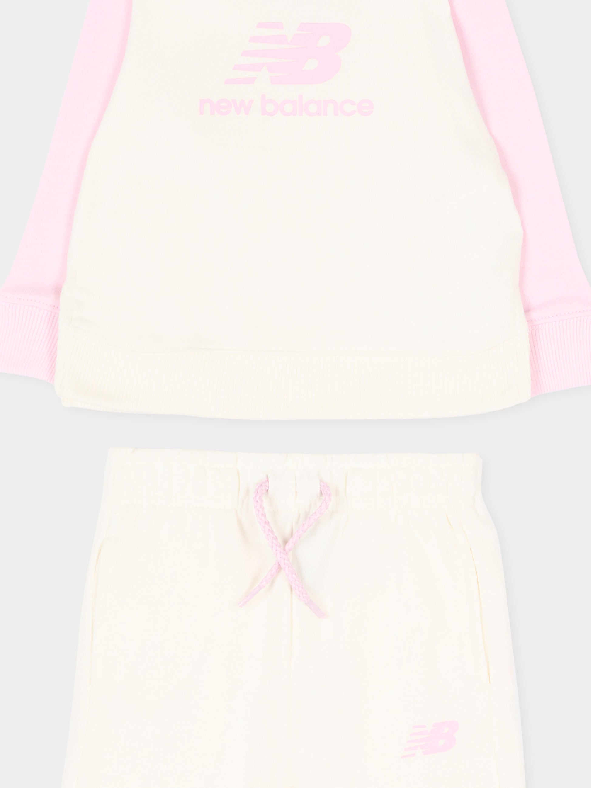 Completo sportivo bianco per neonata con logo,New Balance,LAKG0254I SST