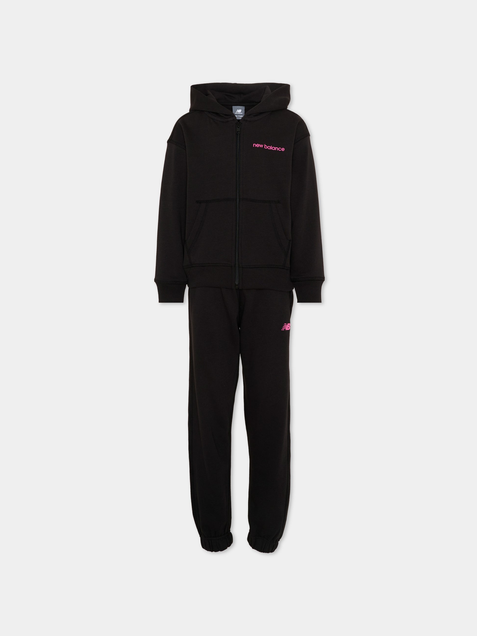 Completo sportivo nero per bambina con logo,New Balance,YS61X52C BK