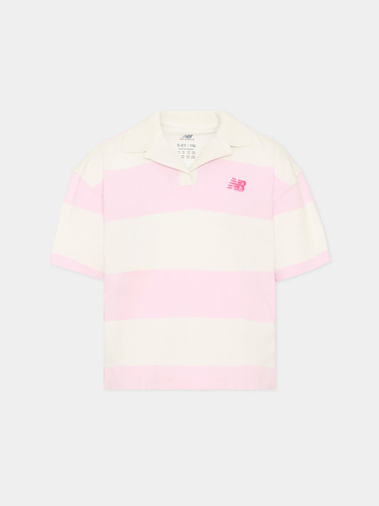 Polo multicolor per bambini a righe,New Balance,YT61C1R0 SST