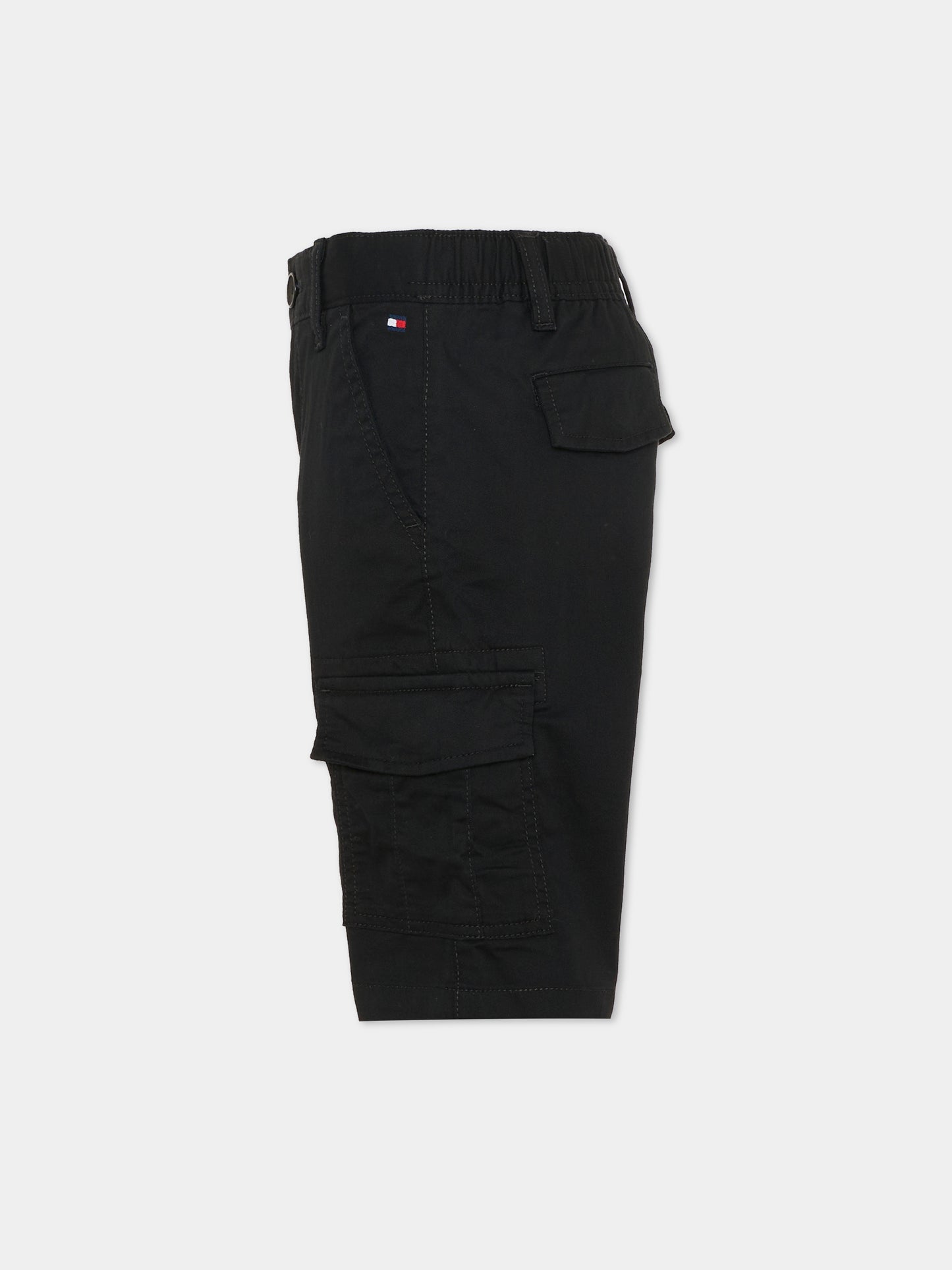 Shorts nero per bambino con bandierina,Tommy Hilfiger Junior,KB0KB10024 BDS