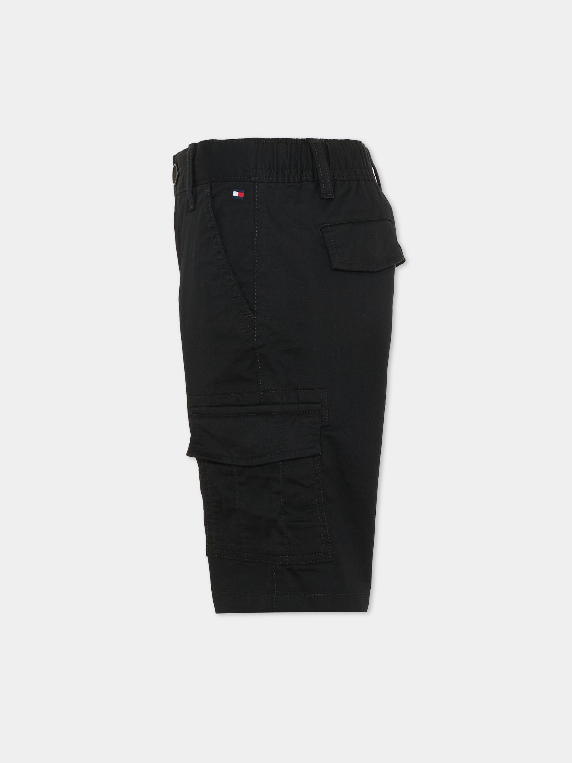 Shorts nero per bambino con bandierina,Tommy Hilfiger Junior,KB0KB10024 BDS