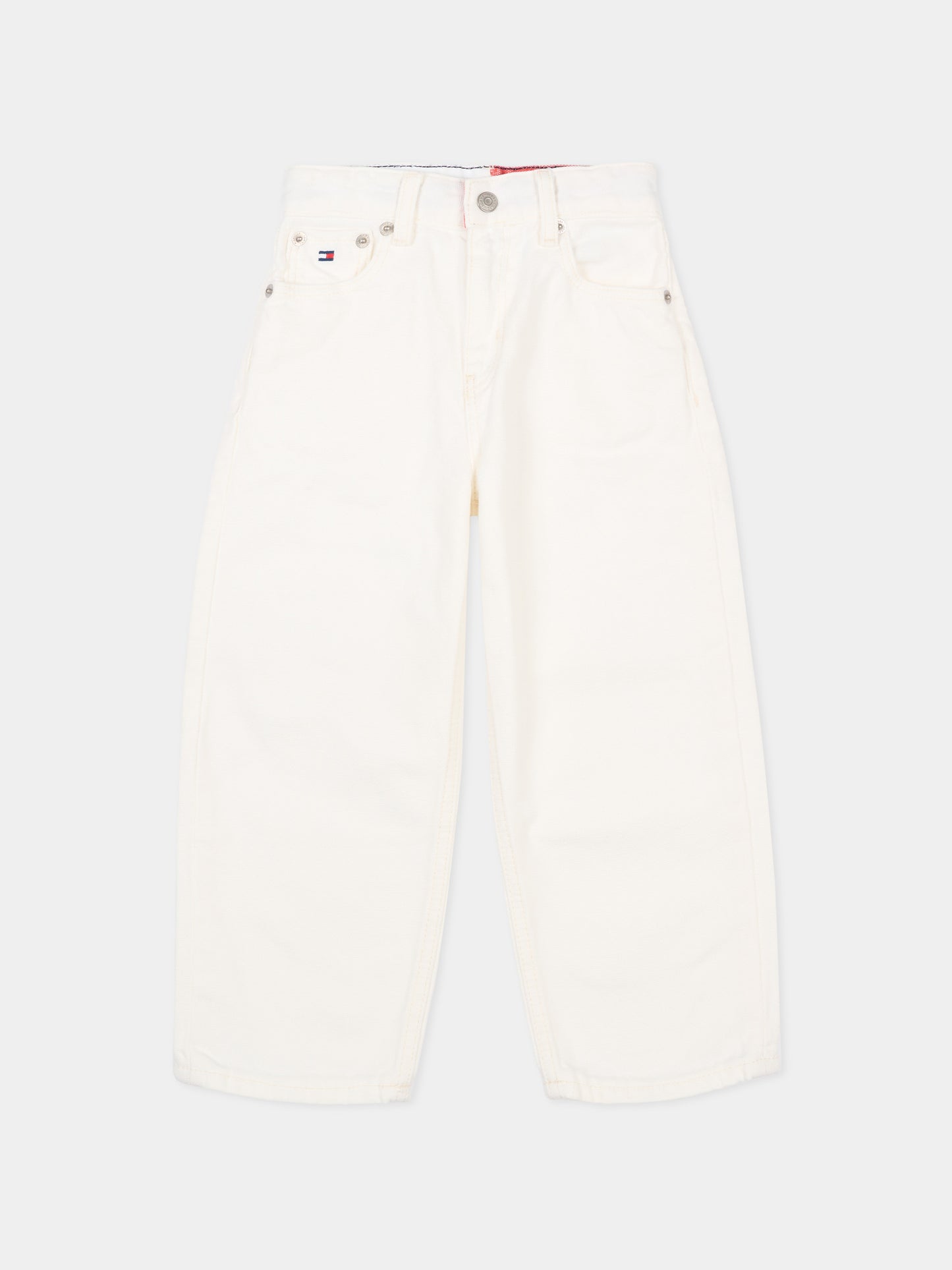 Jeans bianco per bambino con bandiera,Tommy Hilfiger Junior,KB0KB10342 1CD
